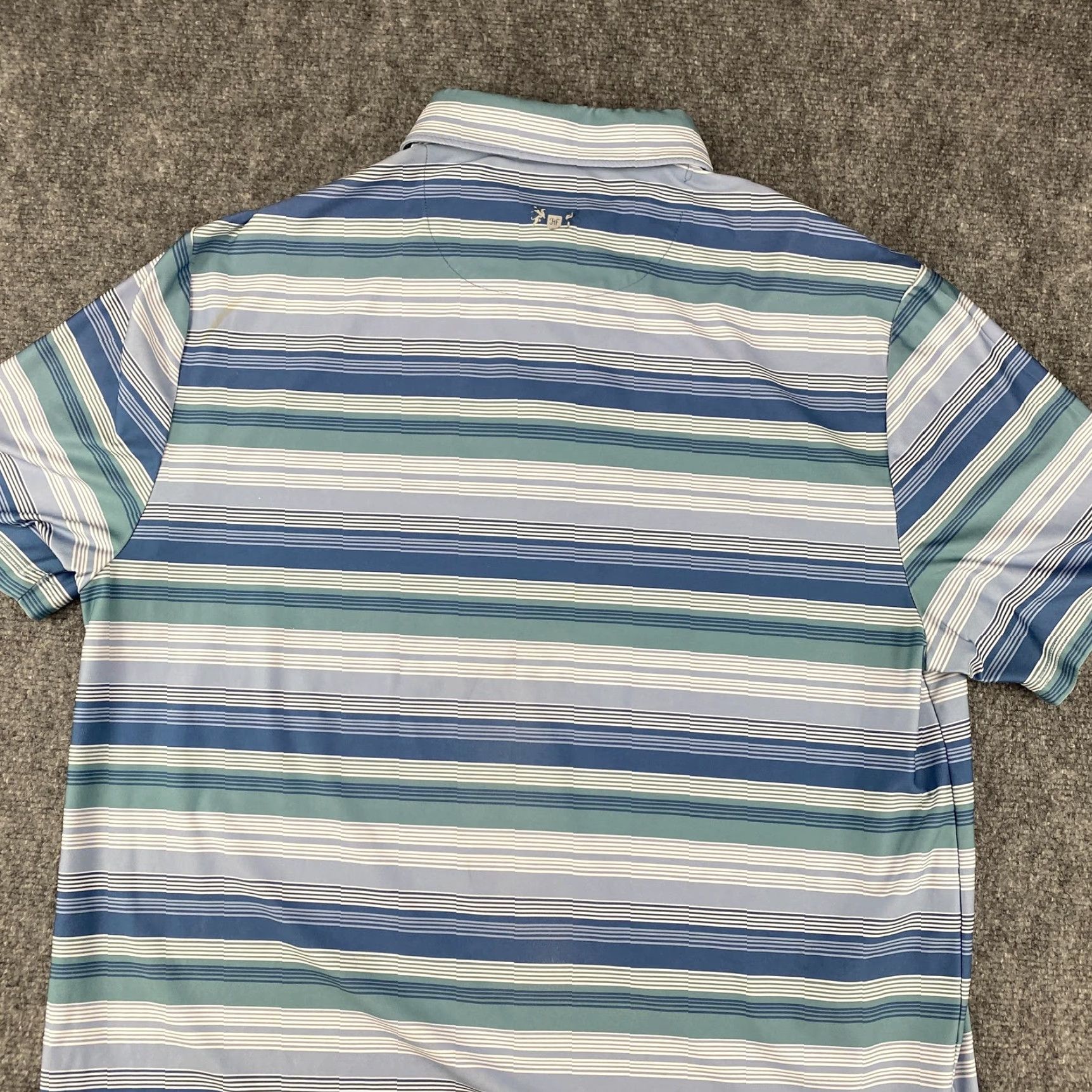Vintage Hickey Freeman Polo Shirt Mens L Blue Green Striped Golf Performance HF Logo Shirt Size US L / EU 52-54 / 3 - 7 Thumbnail