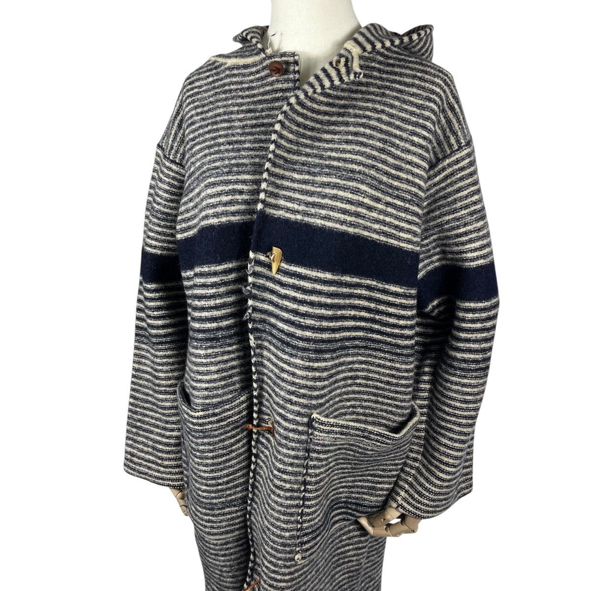 45rpm R By 45rpm Wool Striped Hoodie Duffle Coat Size L / US 10 / IT 46 - 3 Thumbnail