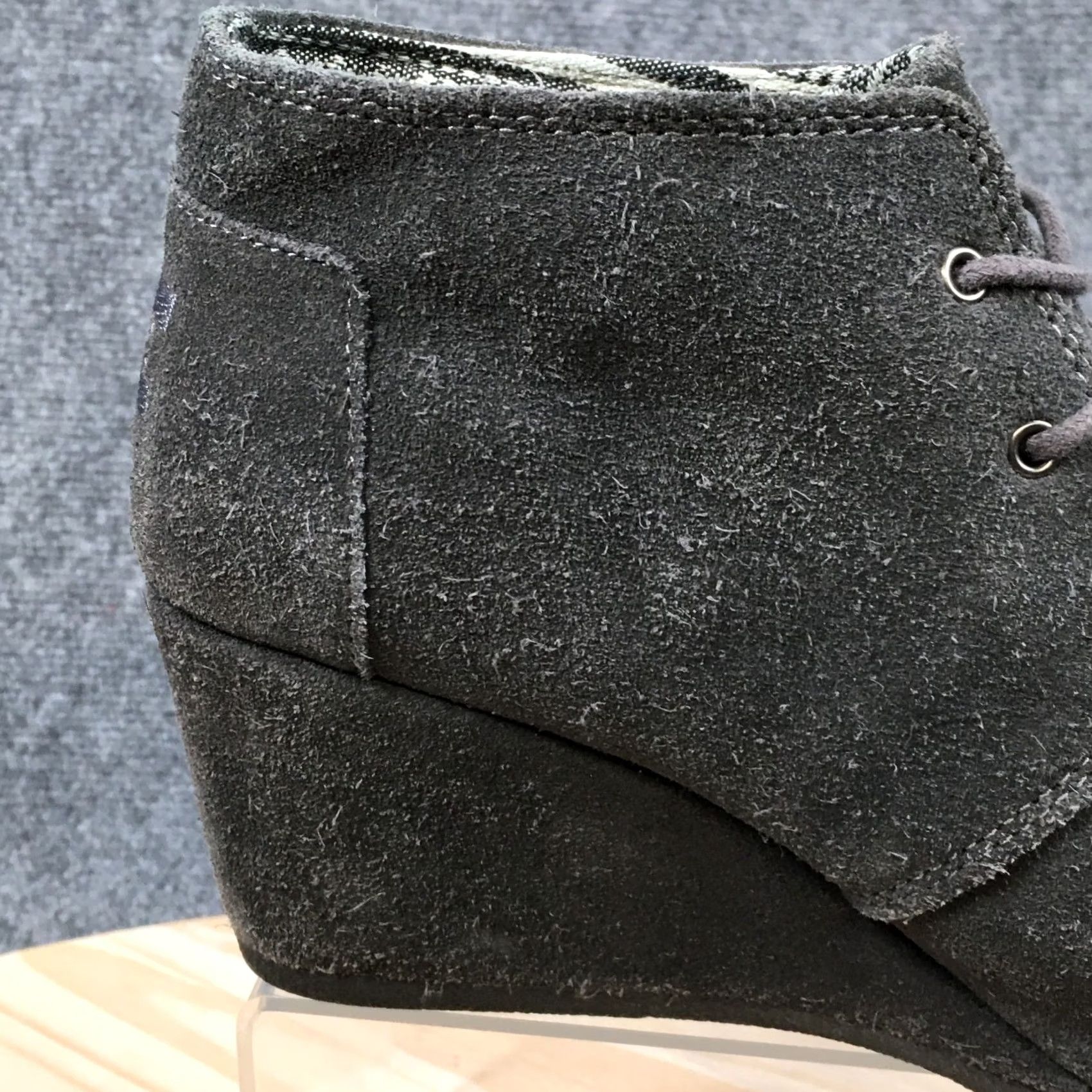 Toms TOMS Womens 9.5 Desert Gray Lace Up Casual Ankle Wedge Heels 300515 - Great Condition Size L / US 10 / IT 46 - 2 Thumbnail