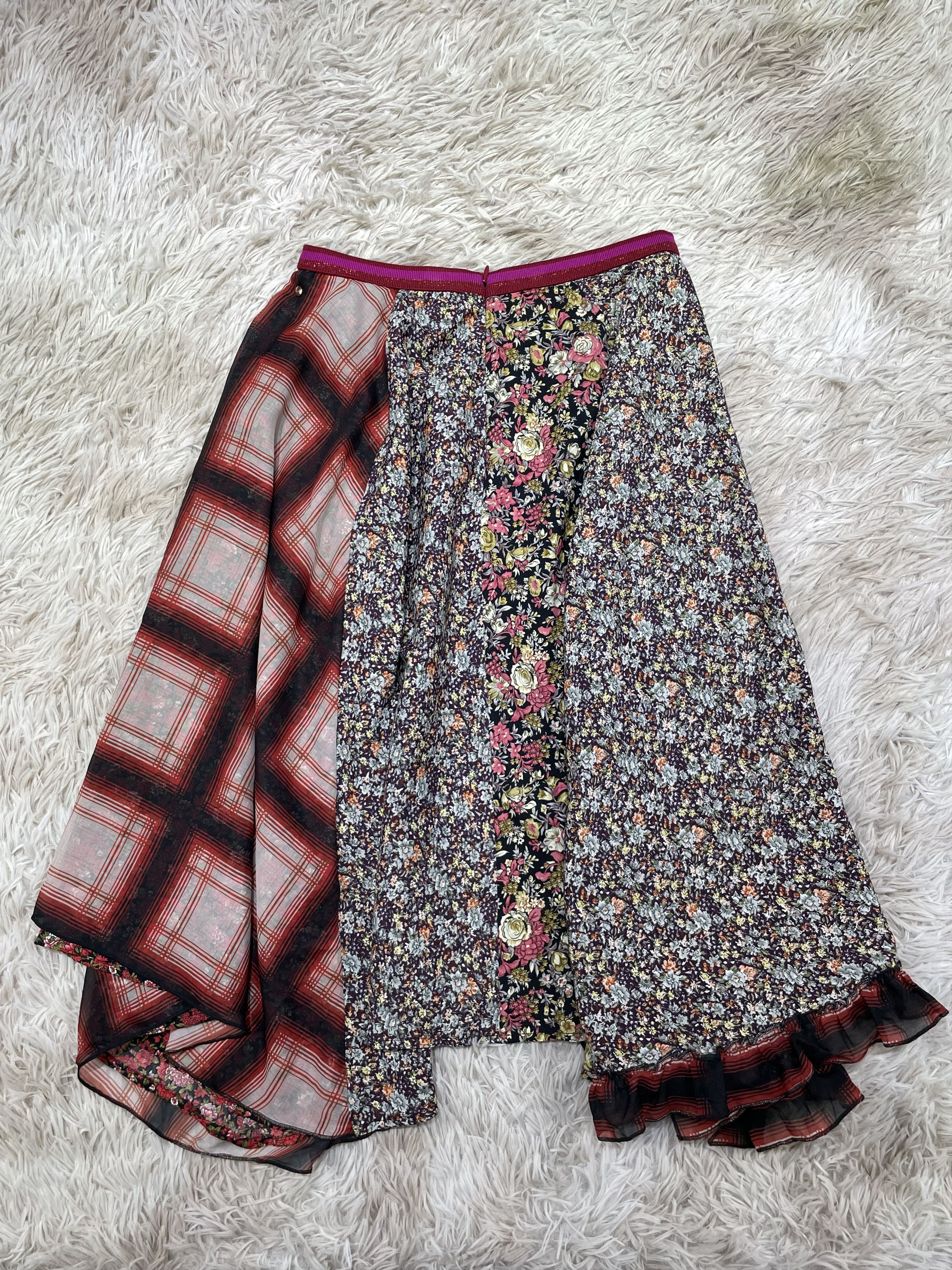 Diesel Plaid and Floral Skirt XS Size 25" / US 0 / IT 36 - 2 Thumbnail