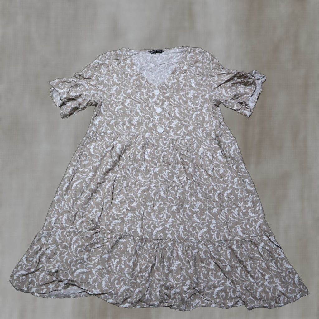 Shein SheIn Floral Hawaiian Short Sleeve Tunic Dress Womens Large Brown Size L / US 10 / IT 46 - 1 Thumbnail