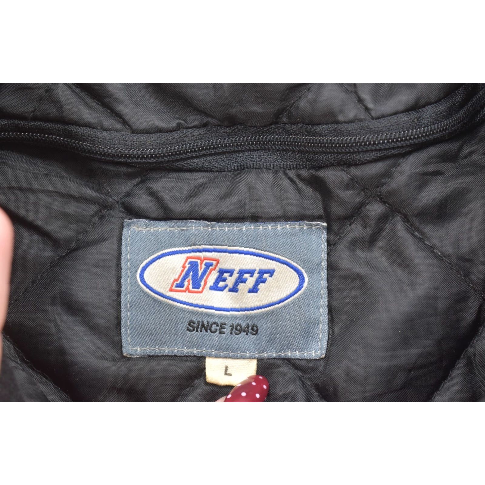 Vintage Neff Mens Large Vintage Varsity Bomber Jacket Black Red Wool Leather Letterman D Size US L / EU 52-54 / 3 - 7 Thumbnail