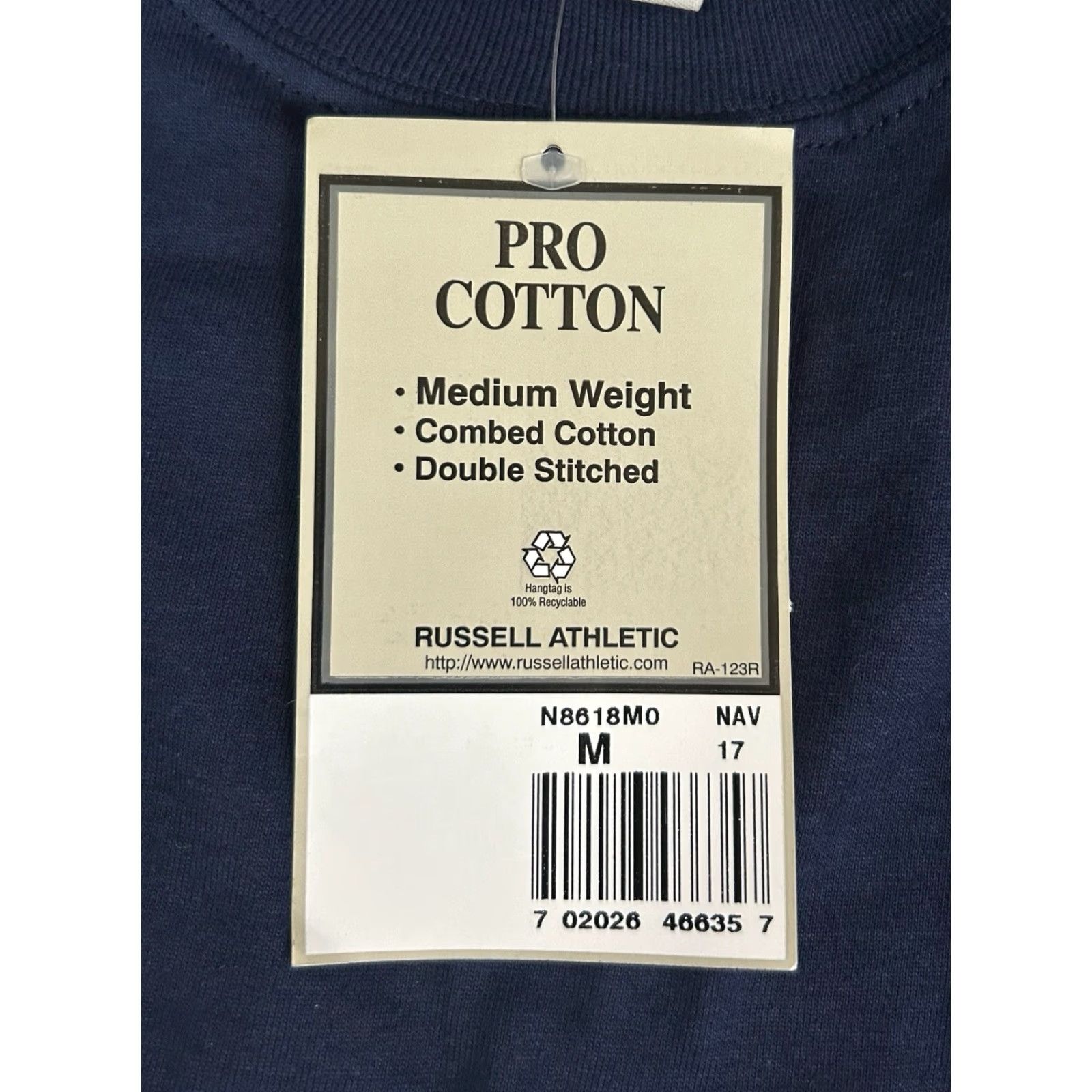 Russell Athletic VINTAGE Russell Athletic Shirt Mens M Navy Blue Mock Neck Pro Cotton 90s NOS NWT Long Sleeve 28" 22" 25" sleeves Size US M / EU 48-50 / 2 - 3 Thumbnail