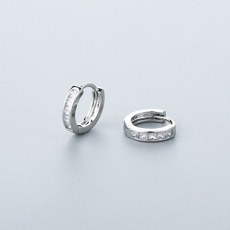 Other CZ Small Silver Hoop Earrings for Women Men Size ONE SIZE - 2 Thumbnail