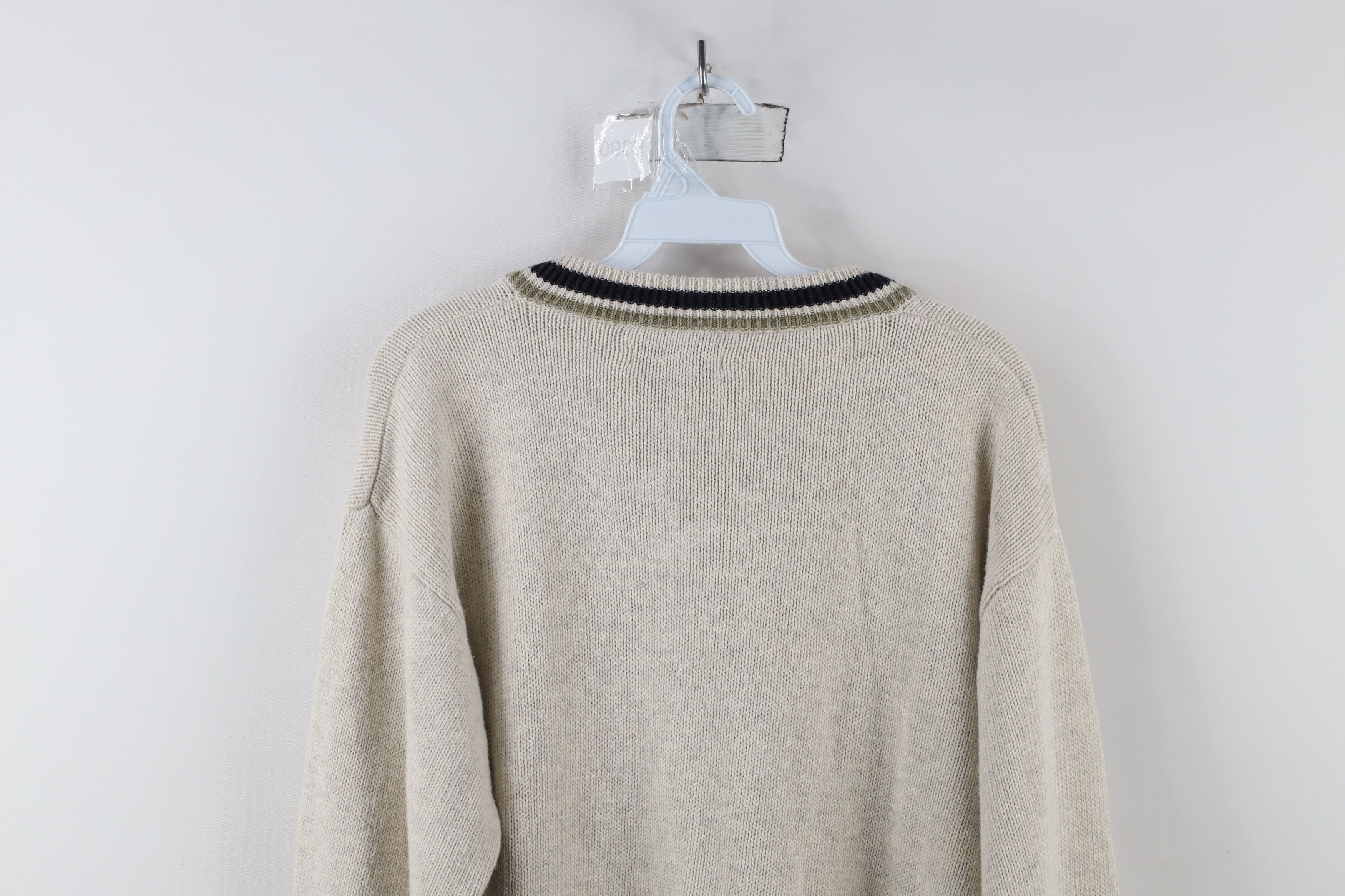 Vintage Vintage 90s Streetwear Striped Knit V-Neck Sweater Cotton Size US M / EU 48-50 / 2 - 7 Thumbnail