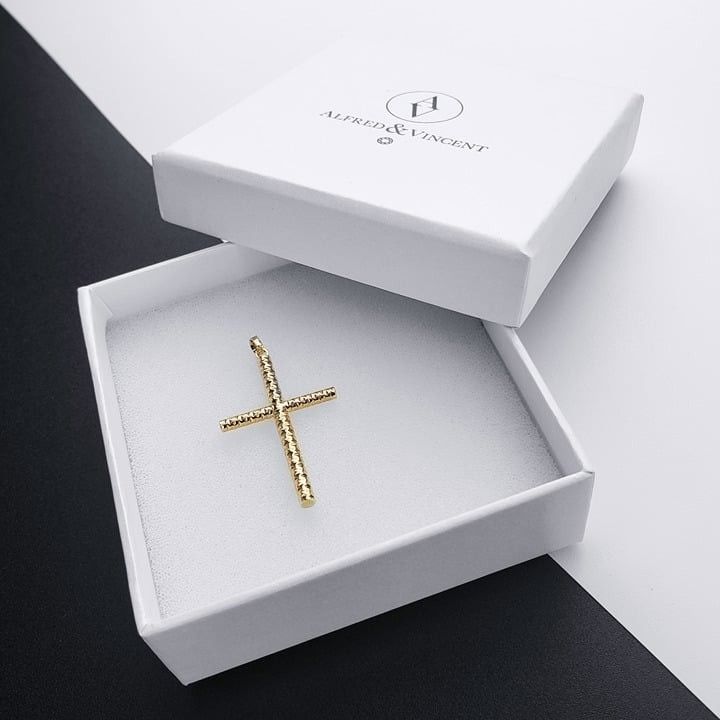 Other Latin Cross D-Cut Pave Crucifix Real 14k Yellow Gold Pendant Size ONE SIZE - 2 Thumbnail