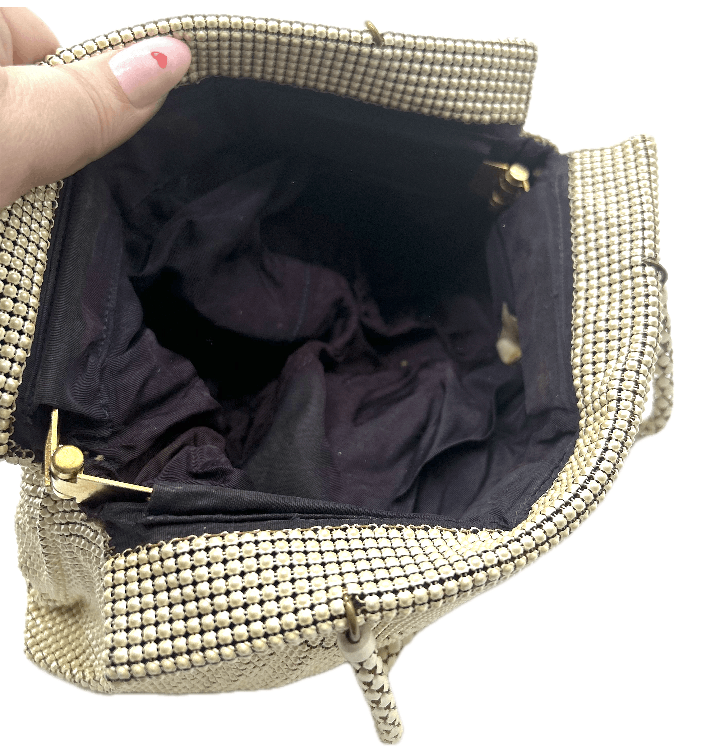Vintage 1950's Whiting and Davis Cream Mesh Handbag Size ONE SIZE - 3 Thumbnail