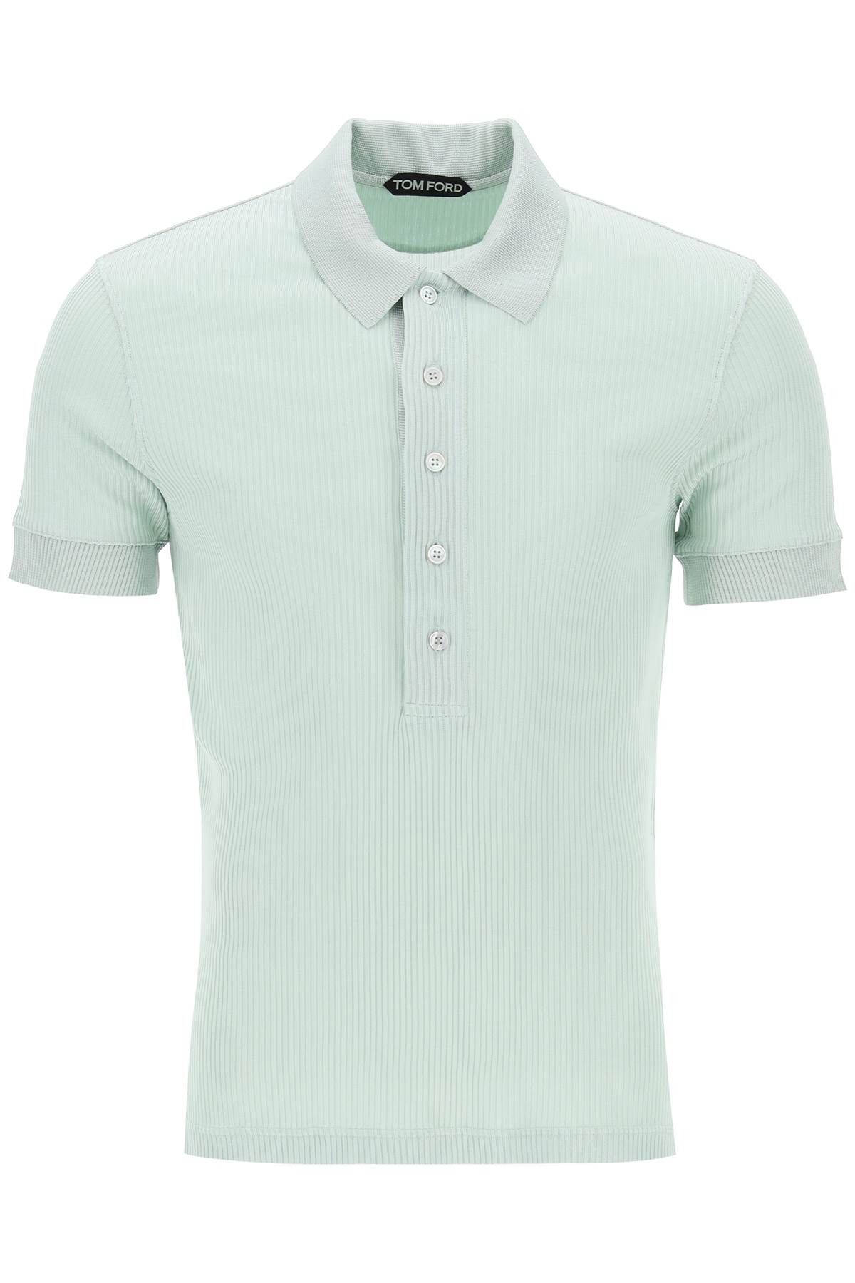 image of Tom Ford "ribbed Knit Polo With Shiny in Mint, Men's (Size XL)