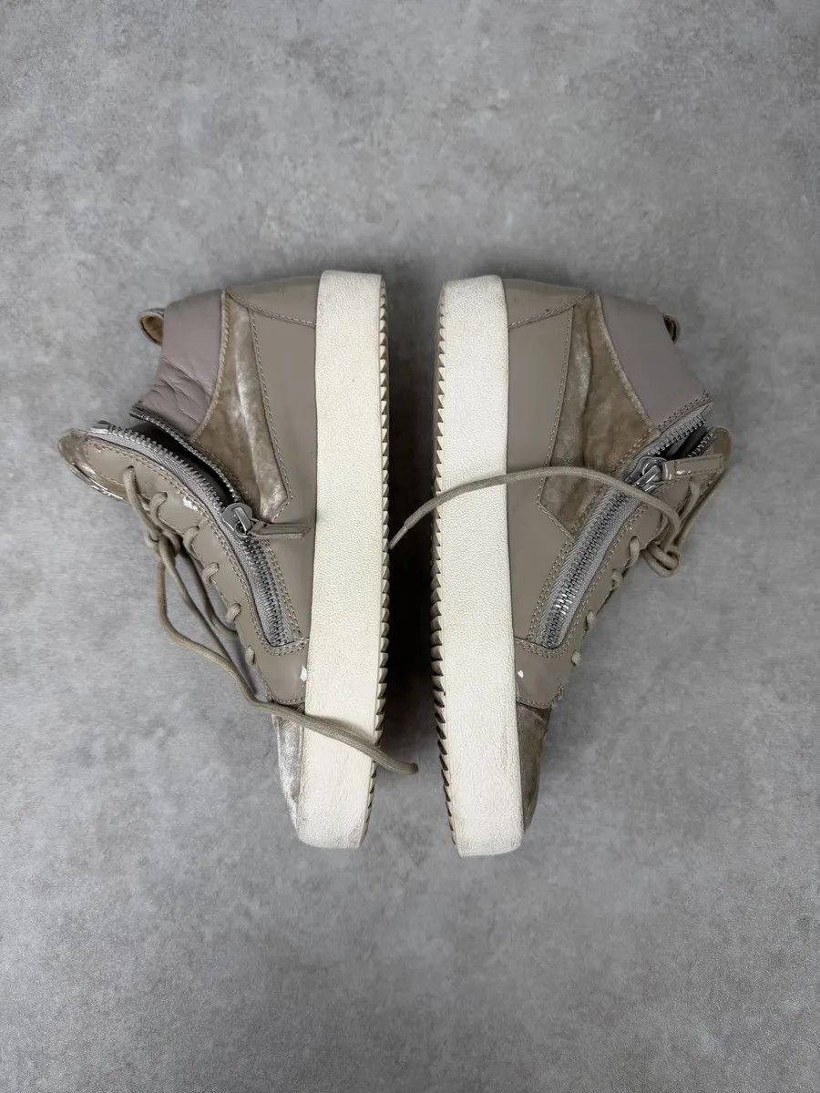 Giuseppe Zanotti Giuseppe Zanotti Beige Velvet High Sneakers Size US 8 / EU 41 - 3 Thumbnail