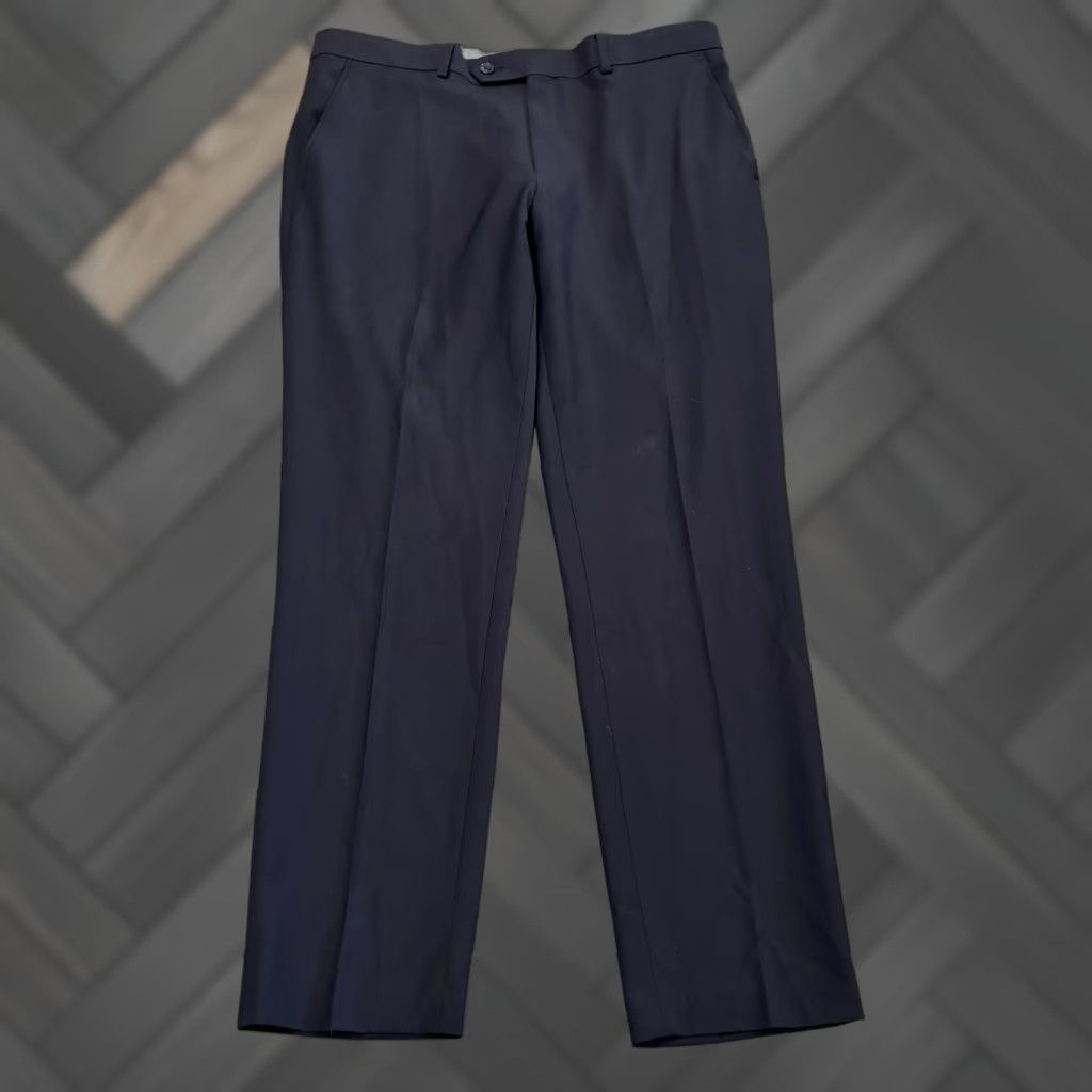Calvin Klein Calvin Klein Dress Pants Mens 34x30 Navy Blue Wool Blend Stretch Career Office Size US 34 / EU 50 - 1 Thumbnail