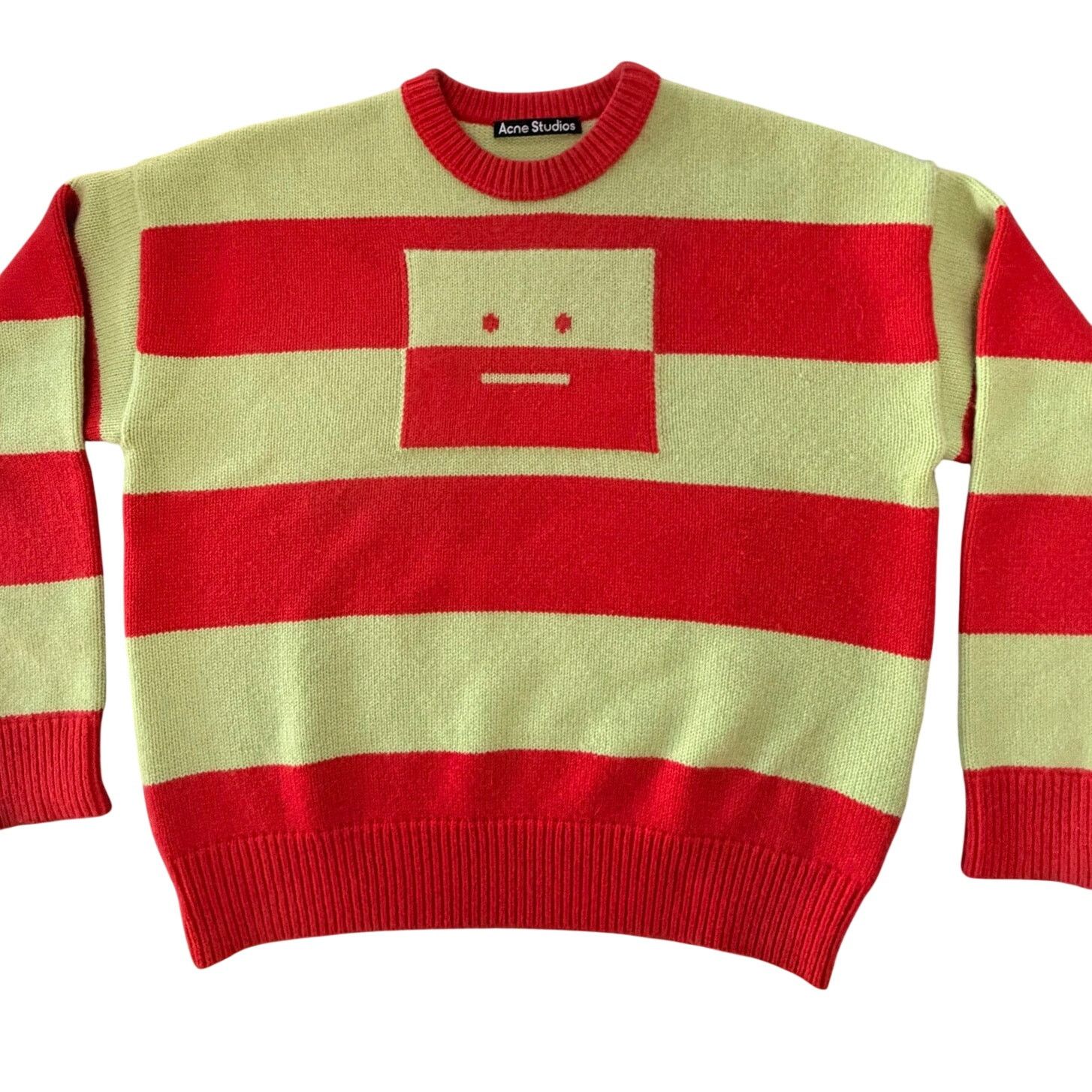 Acne Studios ACNE STUDIOS: Men's Wool Striped "Face" Sweater - XS Size US XS / EU 42 / 0 - 7 Thumbnail