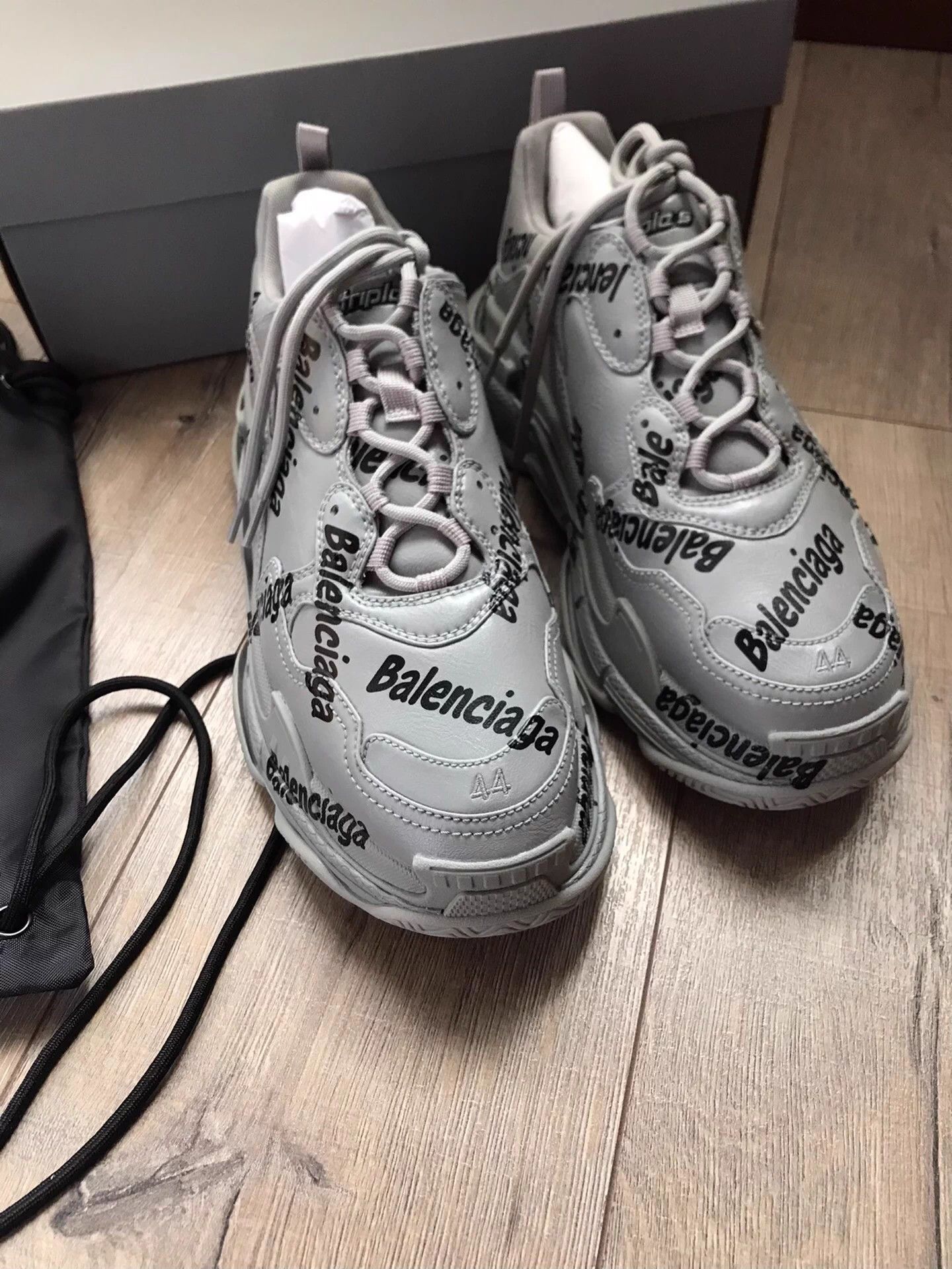 Balenciaga Balenciaga Triple S Leather Logo Sneakers Grey/Black Size US 11 / EU 44 - 1 Thumbnail