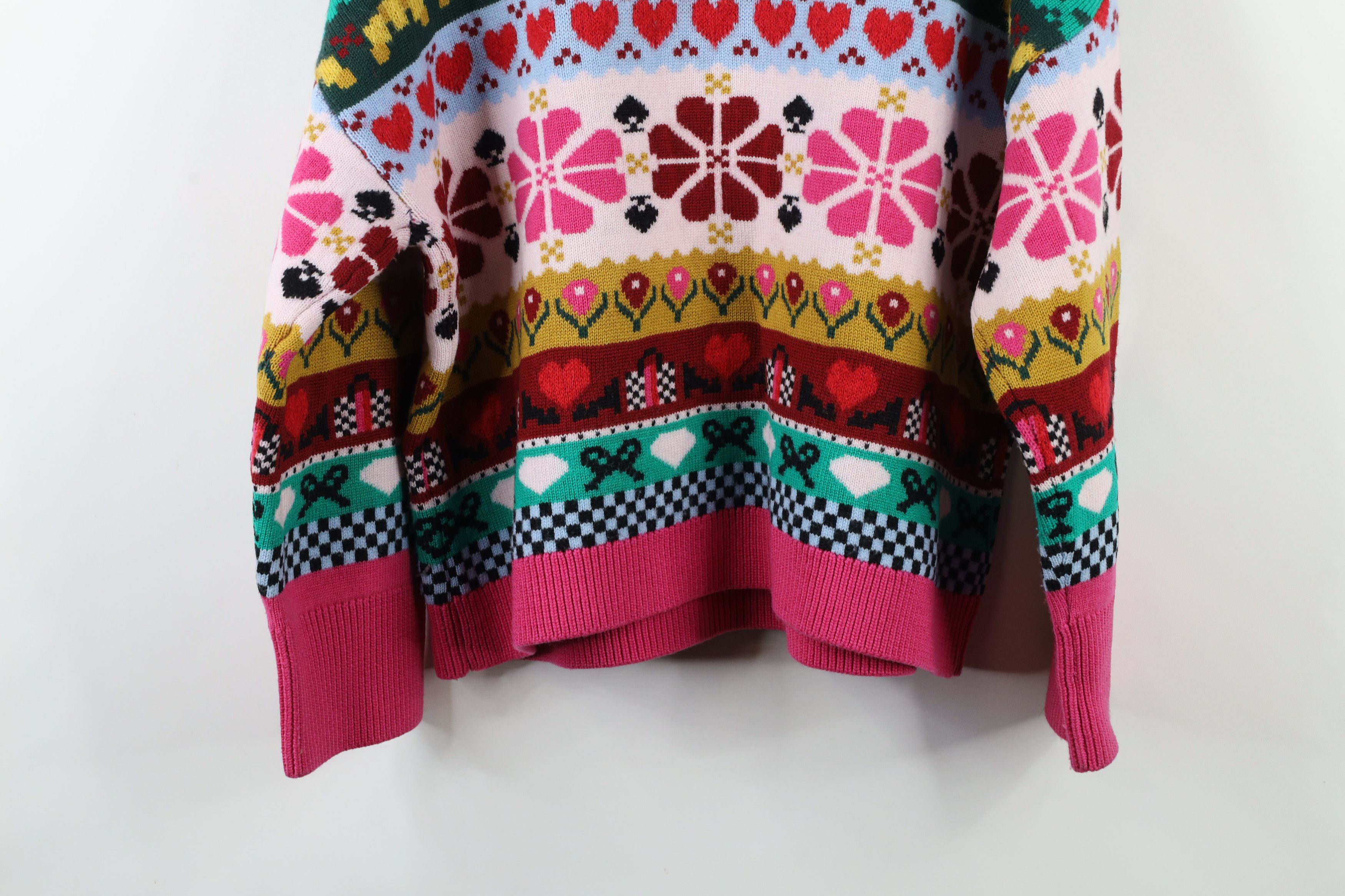 Kate Spade × Vintage Kate Spade Mohair Blend Knit Intarsia Flower Heart Sweater Size L / US 10 / IT 46 - 12 Thumbnail