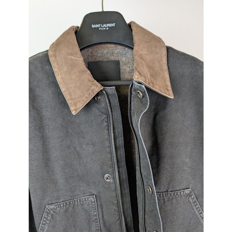 Saint Laurent Paris o1rshd1 Corduroy-Trimmed Cotton Canvas Work Jacket in Black Size US M / EU 48-50 / 2 - 9 Thumbnail