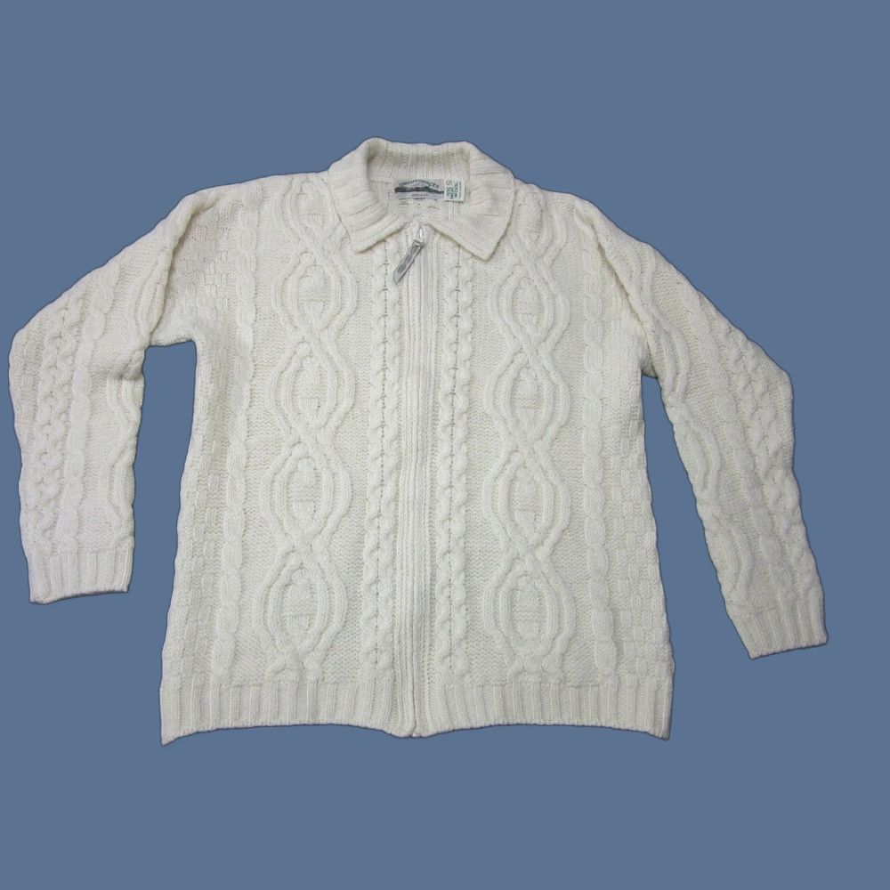 Vintage VINTAGE Aran Crafts Sweater Womens Ivory White Small Full Zip Cardigan Merino Wool Cable Size S / US 4 / IT 40 - 1 Thumbnail