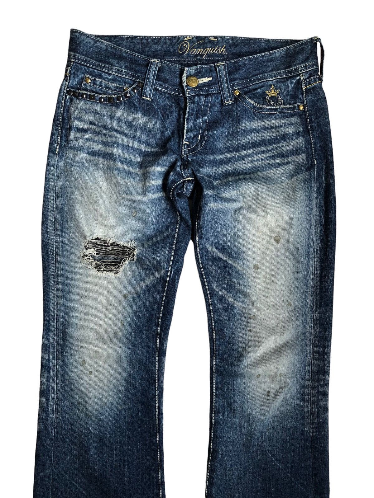 If Six Was Nine Vanquish studded distressed flared jeans Size US 31 - 3 Thumbnail
