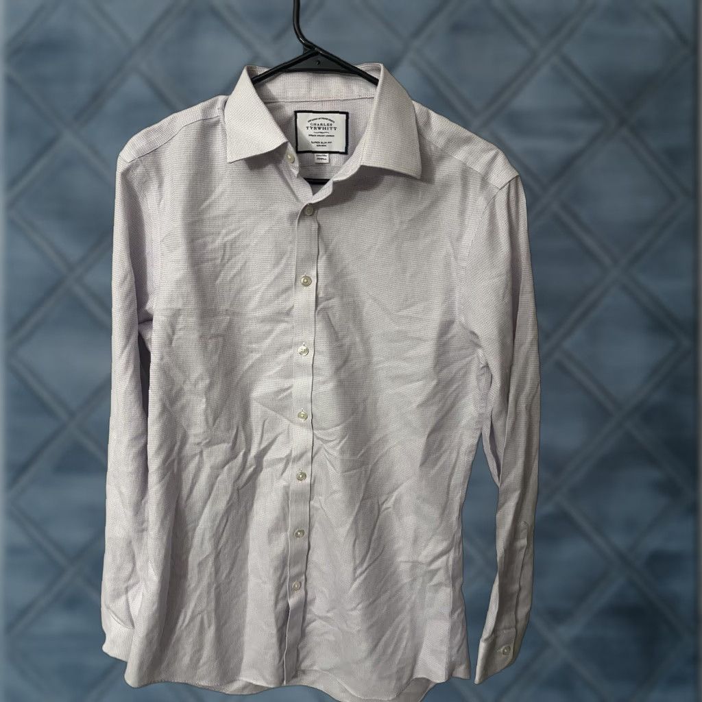 Charles Tyrwhitt Charles Tyrwhitt Shirt Mens Solid Slim Fit Purple Button-Down Size 15.5/33 Size US M / EU 48-50 / 2 - 1 Thumbnail