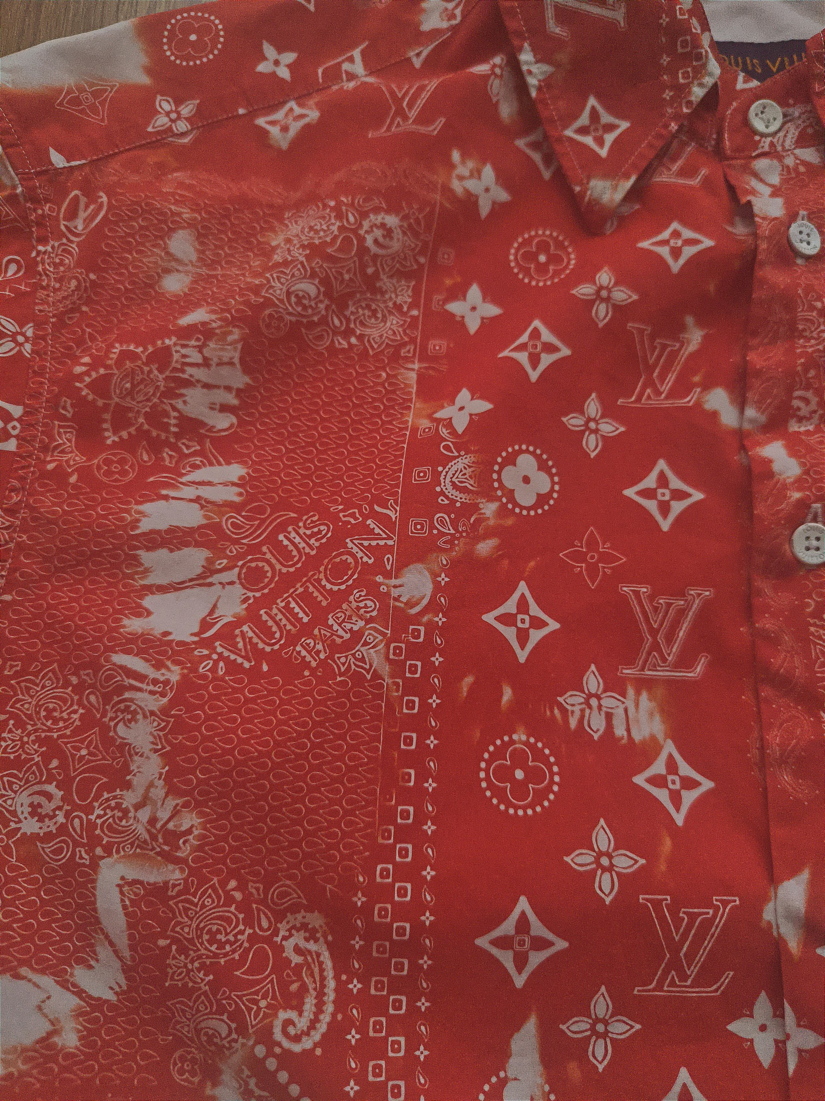 Louis Vuitton LV Monogram Bandana Orange-White Shirt, L, great condition Size US L / EU 52-54 / 3 - 3 Thumbnail