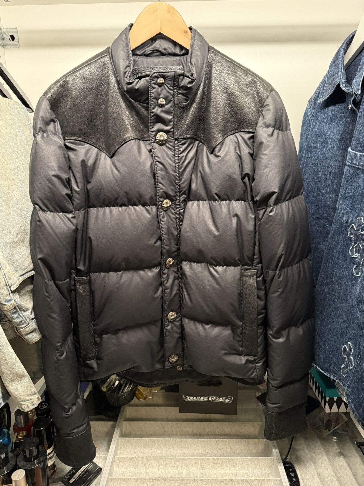 Chrome Hearts Chrome Hearts Leather Fleur goose down jacket Size US L / EU 52-54 / 3 - 1 Thumbnail