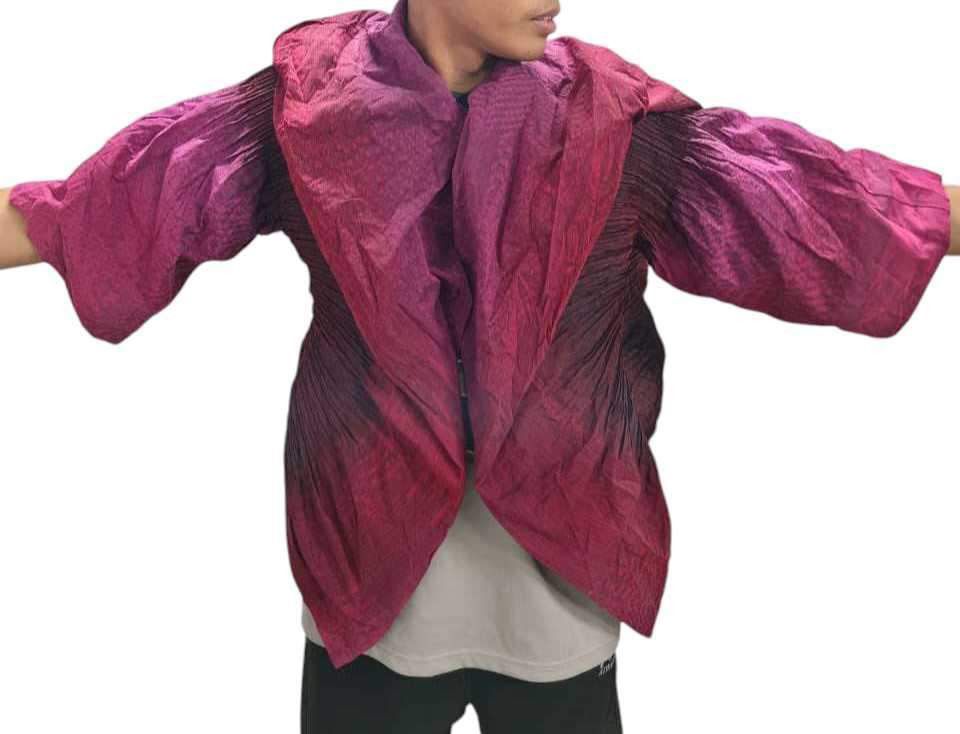 Homme Plisse Issey Miyake × Issey Miyake × Japanese Brand Vintage Issey Miyake Fete Pleated Cardigan Size US M / EU 48-50 / 2 - 10 Thumbnail