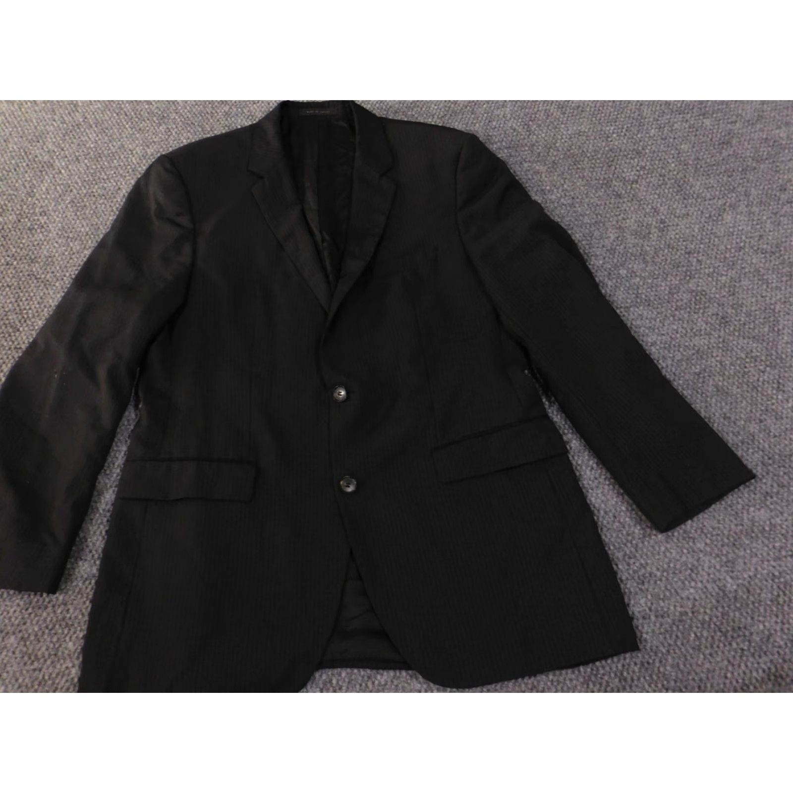 Hugo Boss HUGO BOSS Blazer Men 42R Black Striped Two-Button Wool Business Formal Jacket Blazer 42 Regular Mens Size 42R - 3 Thumbnail