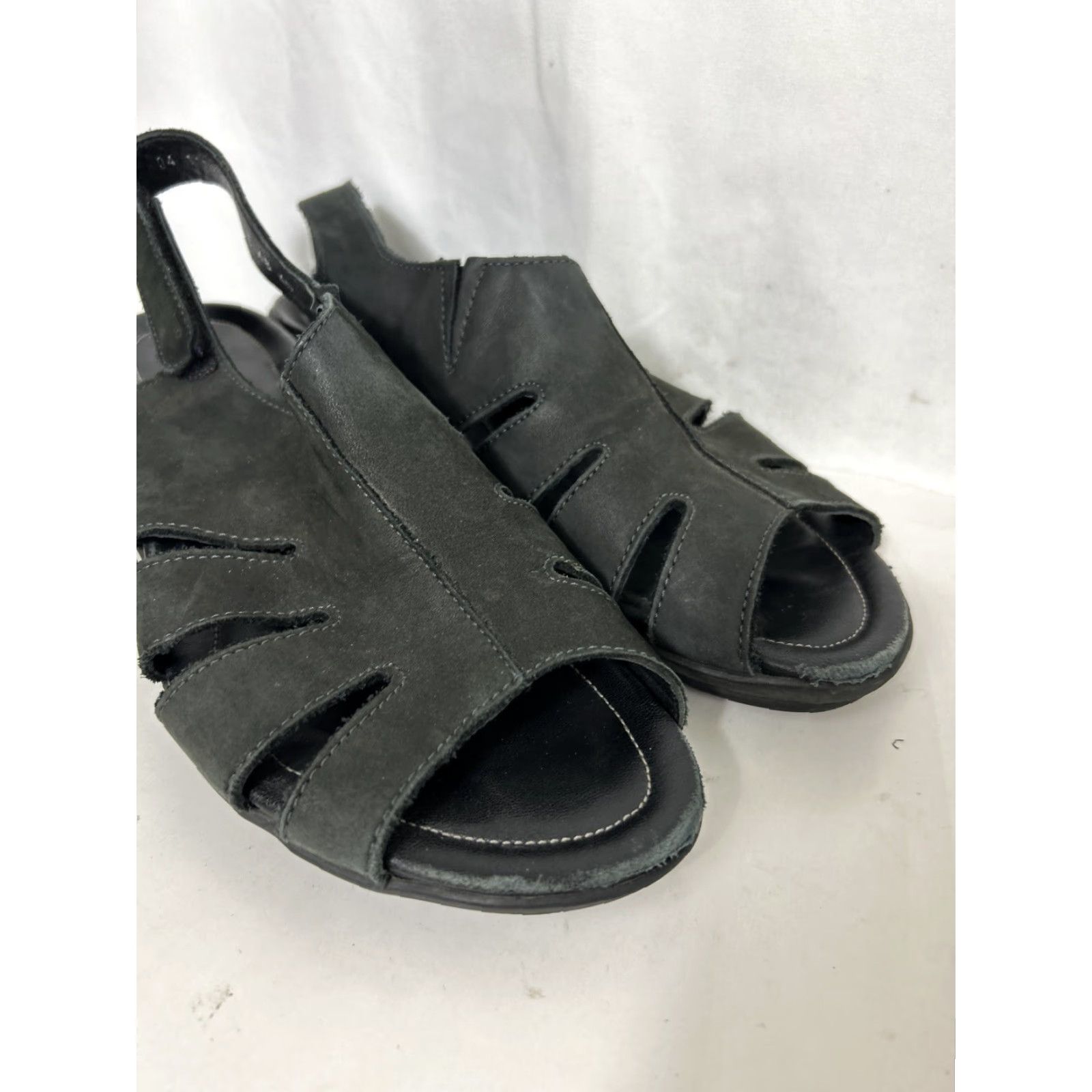 Mephisto Mephisto Womens Sandal Open Toe Slingback Leather Hook & Loop Strap Black 10 Shoes Size US 10 / IT 40 - 3 Thumbnail