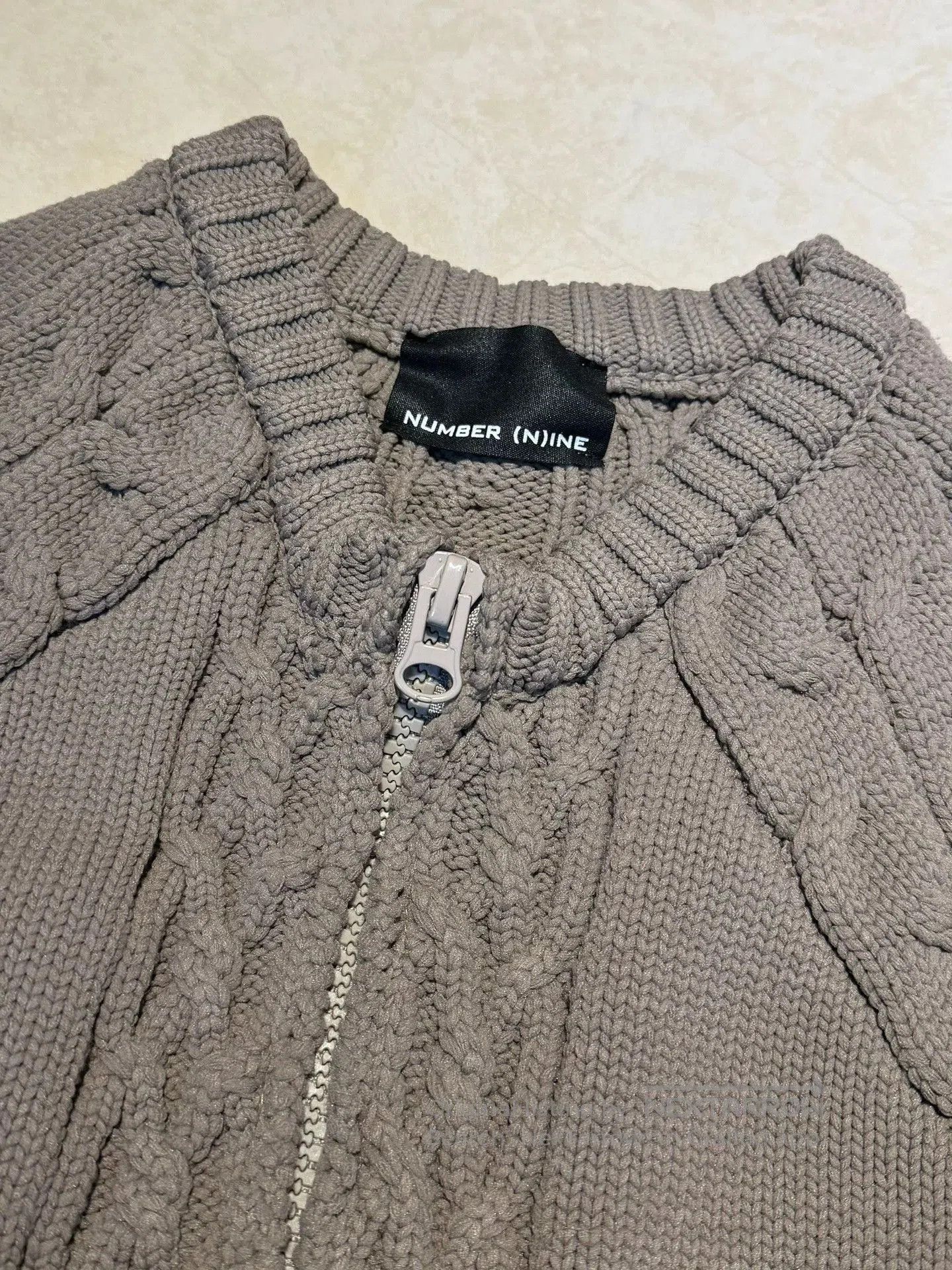 Number (N)ine Beige Cable Knit Zip. Size US L / EU 52-54 / 3 - 3 Thumbnail