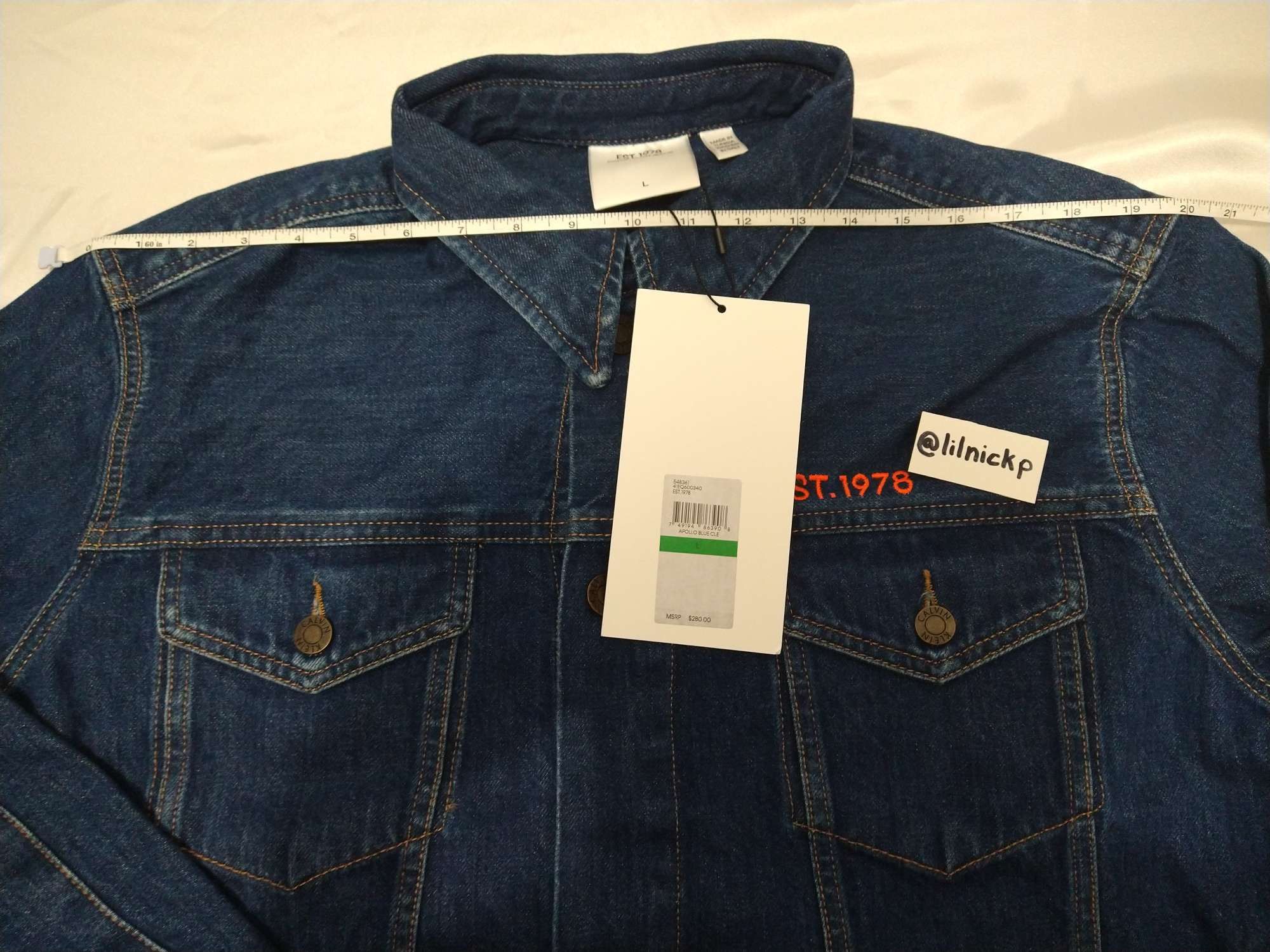 Calvin Klein 205W39NYC EST. 1978 Apollo Blue Denim Trucker Jacket Size US L / EU 52-54 / 3 - 6 Thumbnail