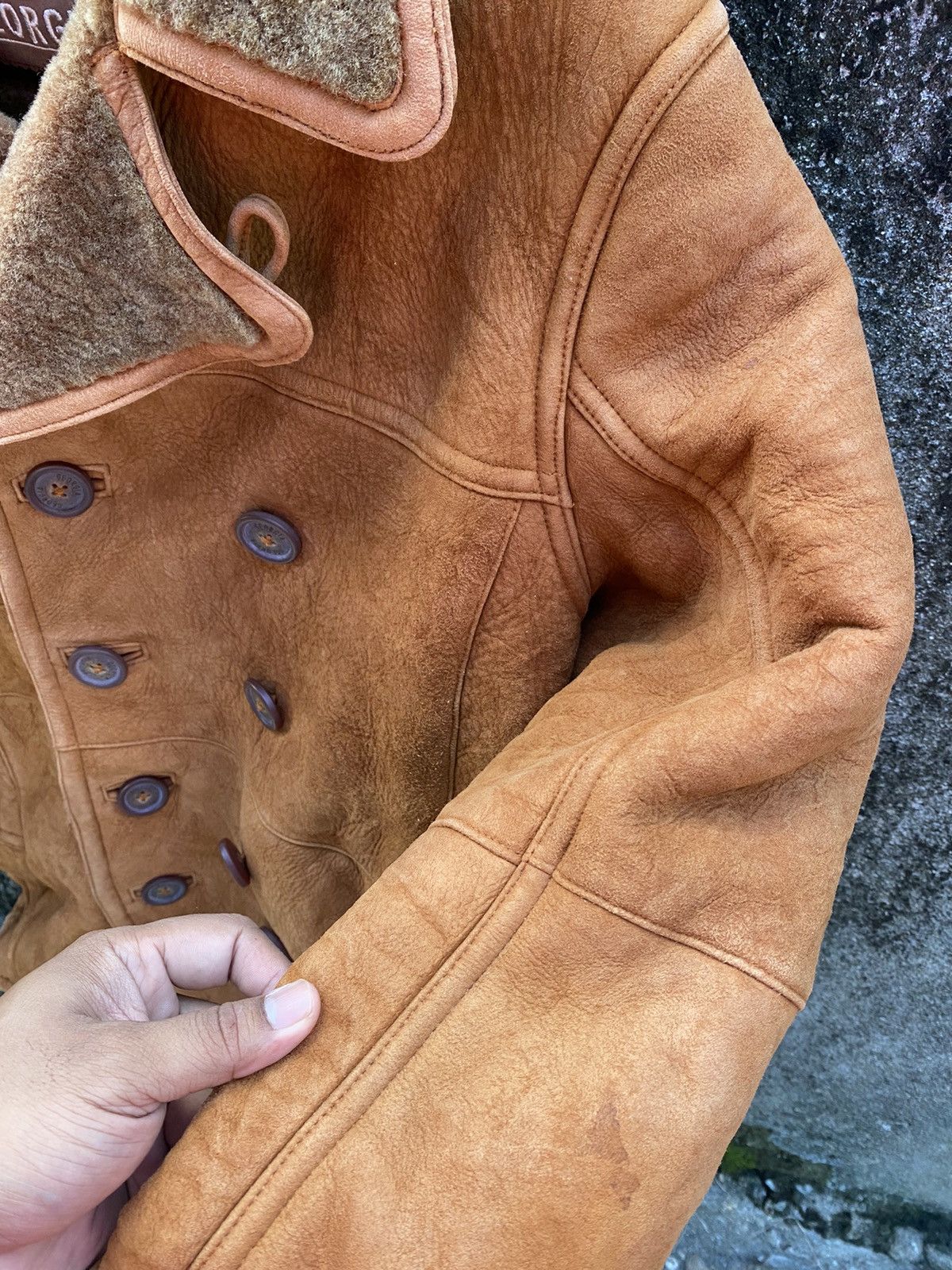 Leather Rare GEORGIA COFFEE Leather Jacket Fleece Inside Full Button Size US L / EU 52-54 / 3 - 3 Thumbnail