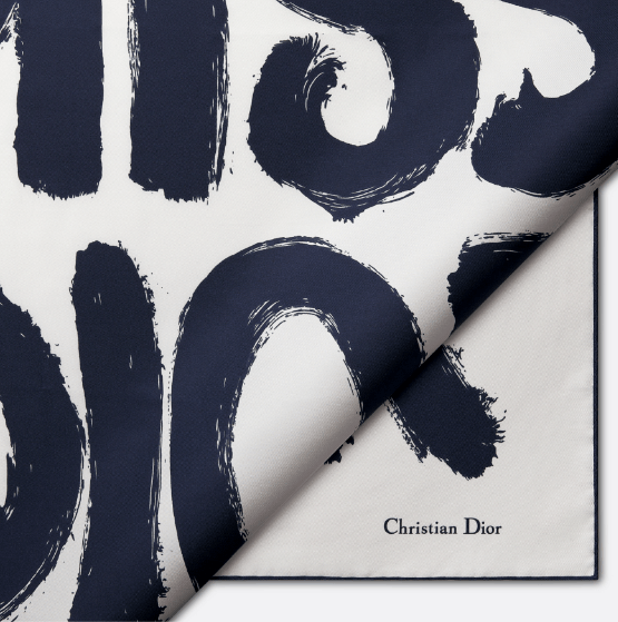 Dior o1w1db10625 Size : OS / Square Scarf in White/Navy Blue Size ONE SIZE - 4 Thumbnail