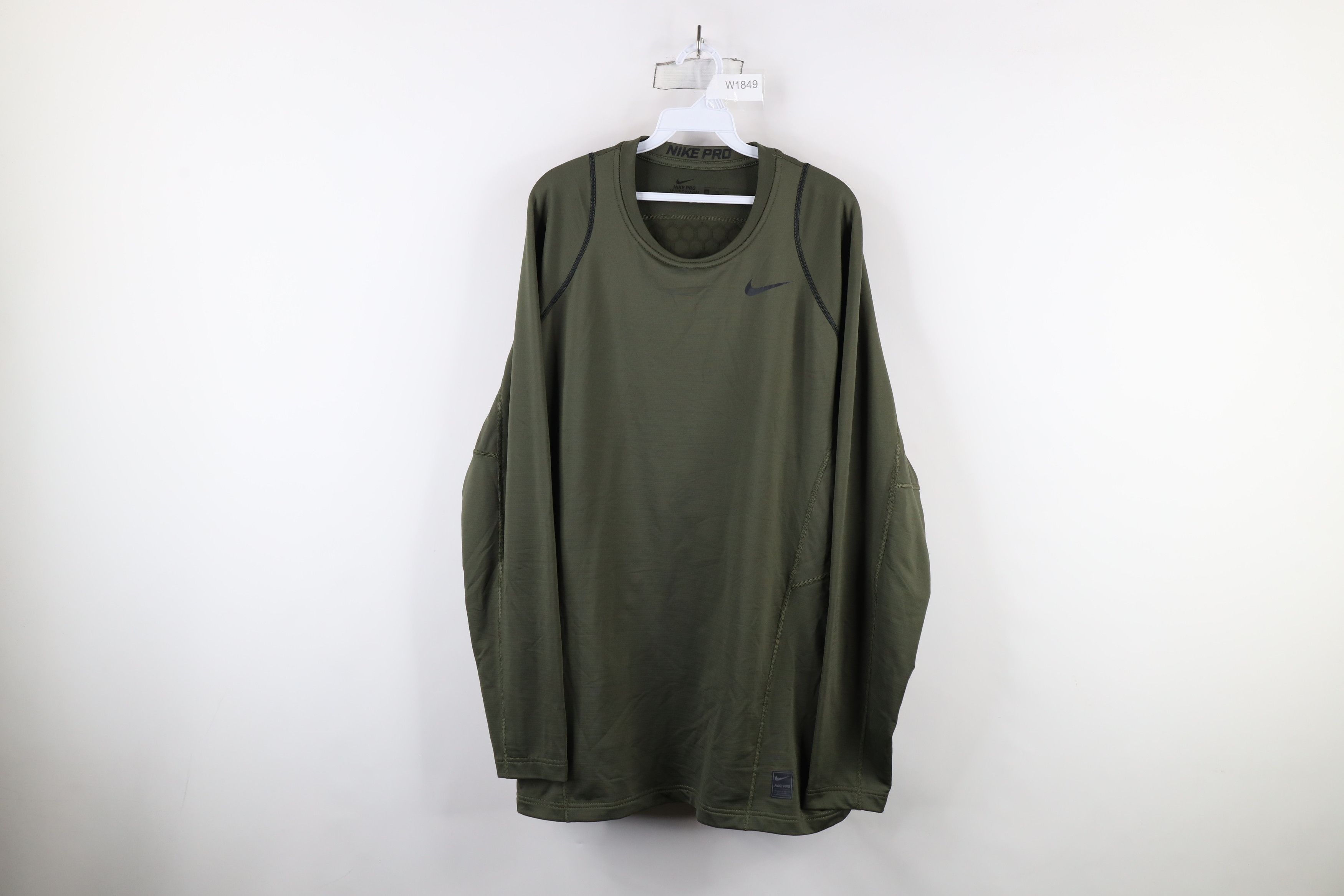 Nike × Vintage Nike Pro Hyperwarm Long Sleeve Training Outdoor Shirt Green Size US XXL / EU 58 / 5 - 1 Thumbnail