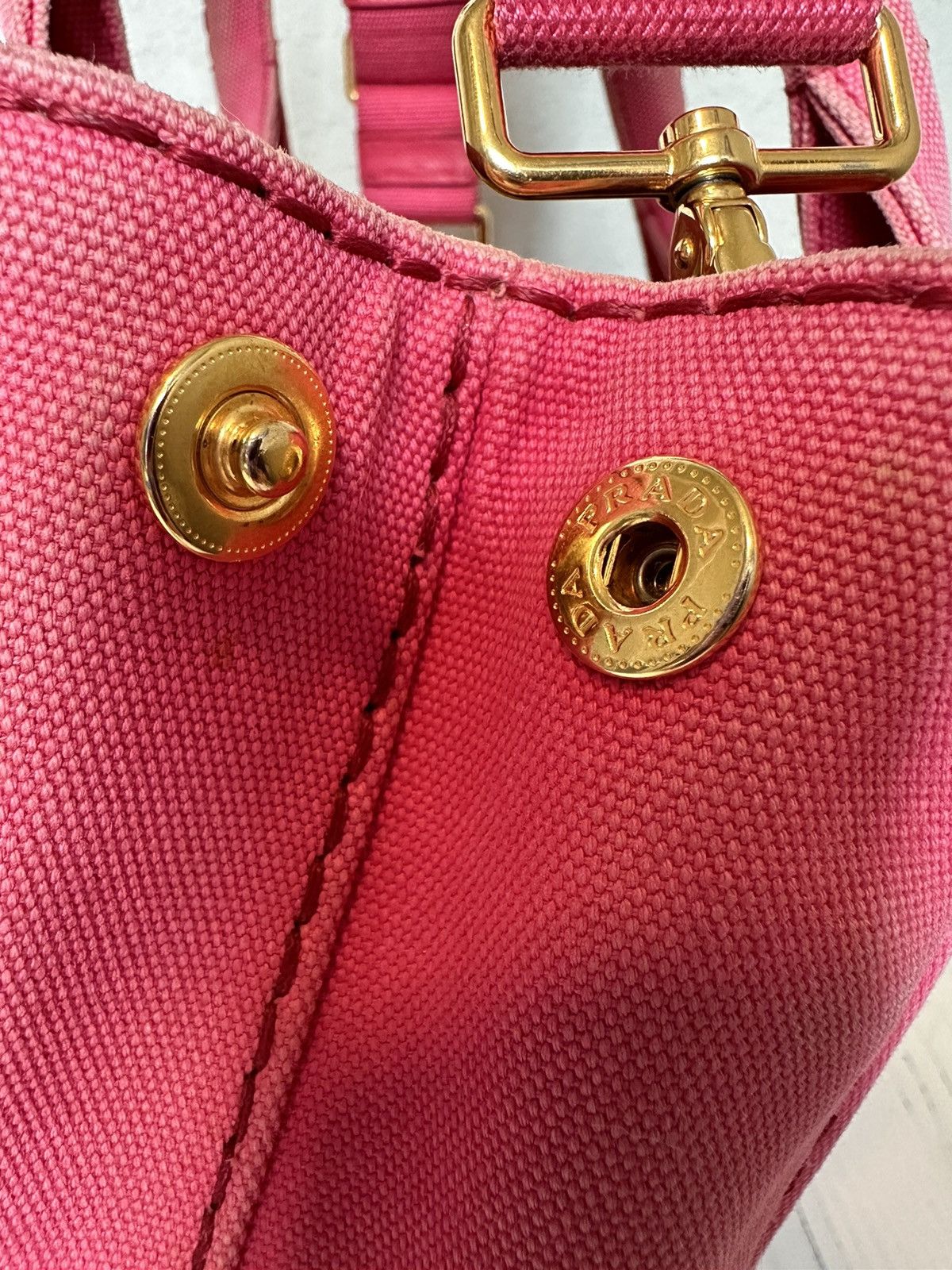 Prada Pink Prada Canapa Tote With Strap Size ONE SIZE - 10 Thumbnail