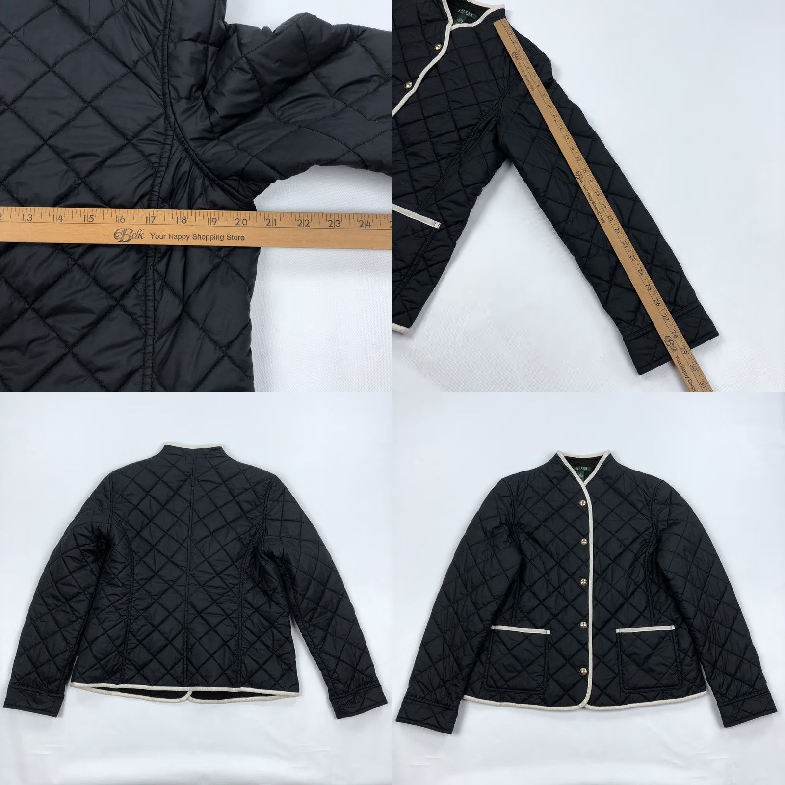 Ralph Lauren Lauren Ralph Lauren Women's Black Quilted Jacket Coat Gold Snaps Trim Size L Size L / US 10 / IT 46 - 8 Thumbnail