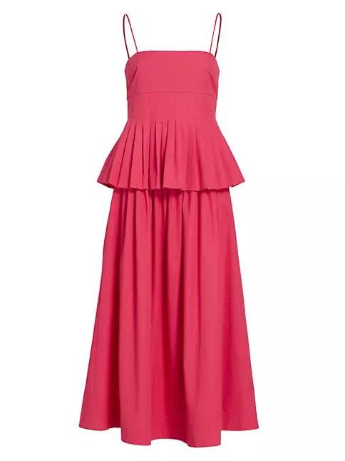 image of Co Pleated Peplum Midi Dress Size Xs Original Price $975 in Pine, Women's