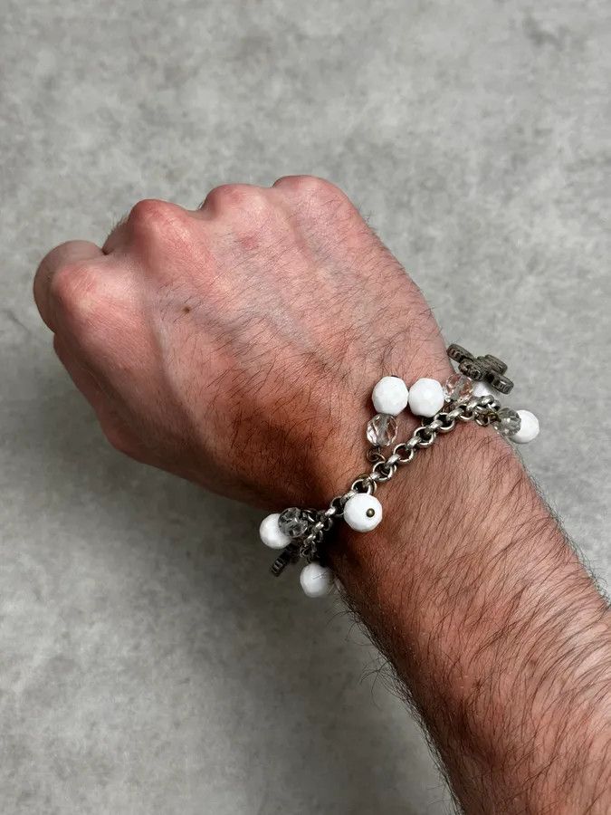 Dolce & Gabbana Dolce & Gabbana Silver Metal Pearl Cross Charm Bracelet Size ONE SIZE - 2 Thumbnail