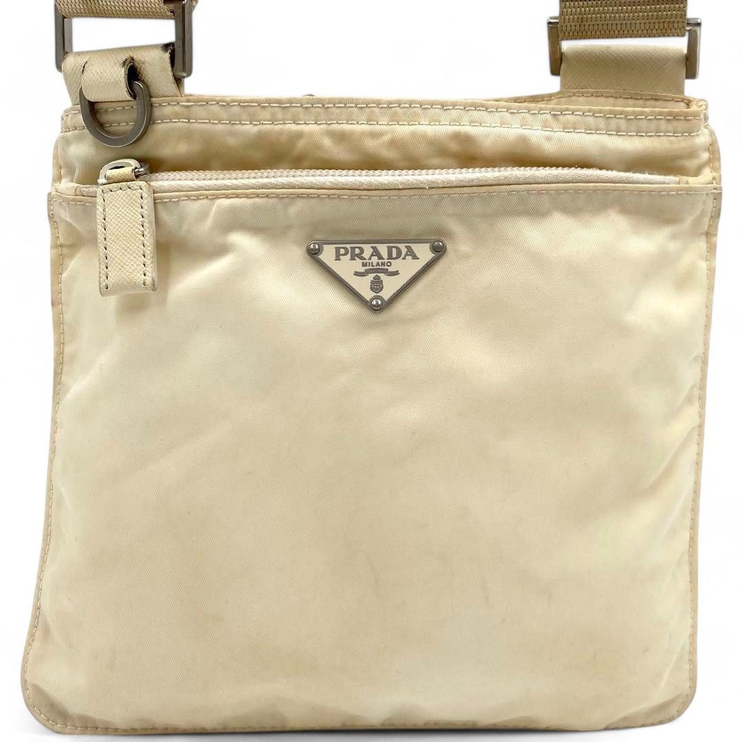 Prada Prada - Beige Handbag Shoulder Bag Nylon Triangle Logo Plate Size ONE SIZE - 2 Thumbnail
