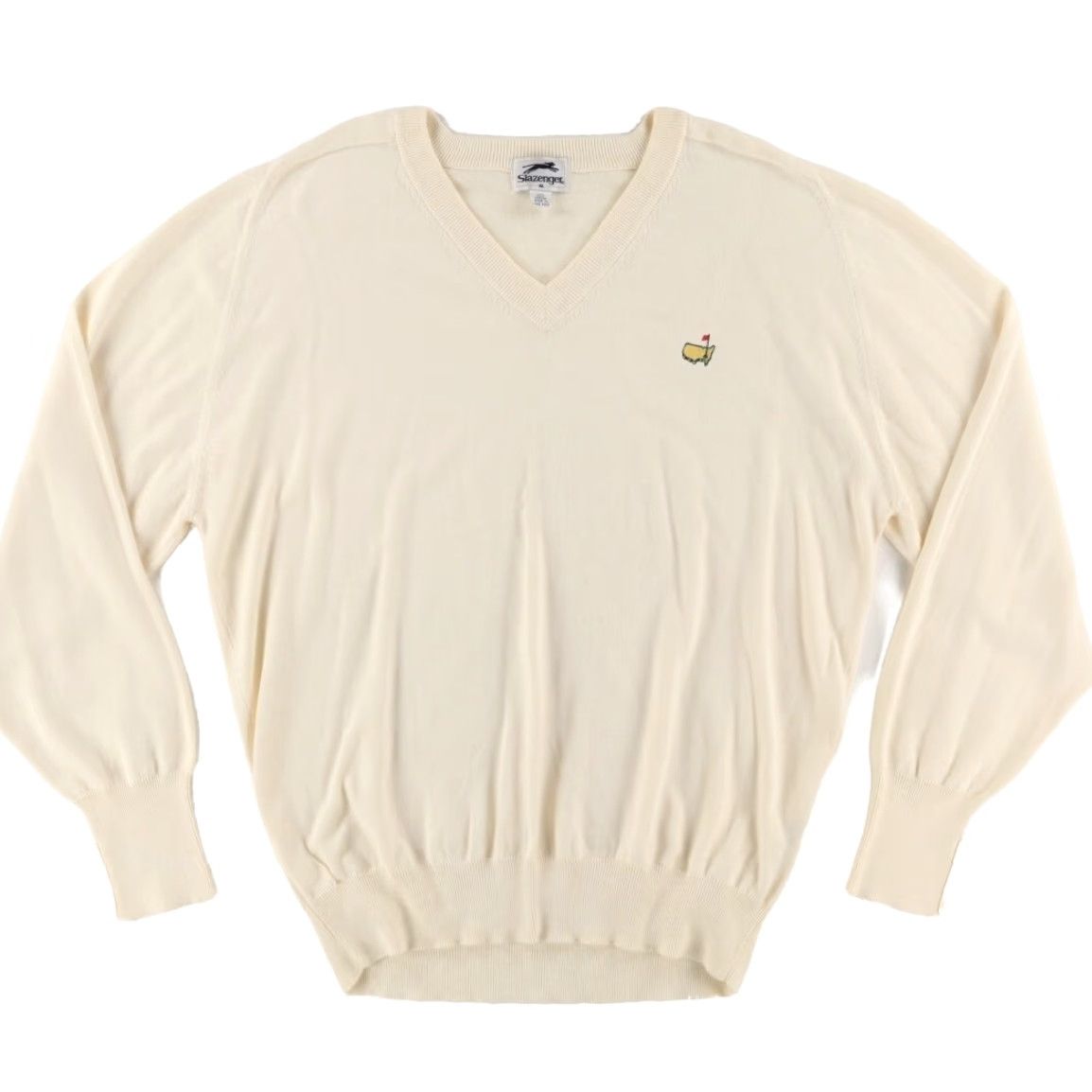 Vintage VTG Slazenger x Masters Solid V-Neck Cotton Sweater Cream Men's XL Shirt Size US XL / EU 56 / 4 - 2 Thumbnail