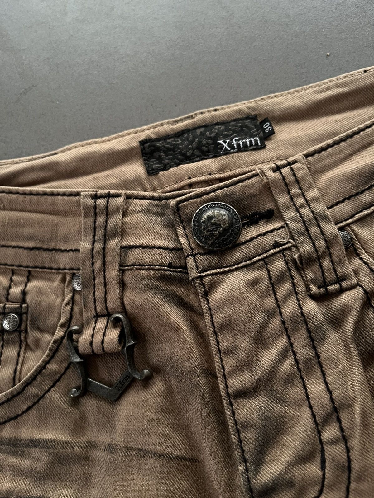 14th Addiction JAPANESE XFRM FADED PATTERN FLARE BOOTCUT SEDITIONARIES PUNK Size US 30 / EU 46 - 11 Thumbnail