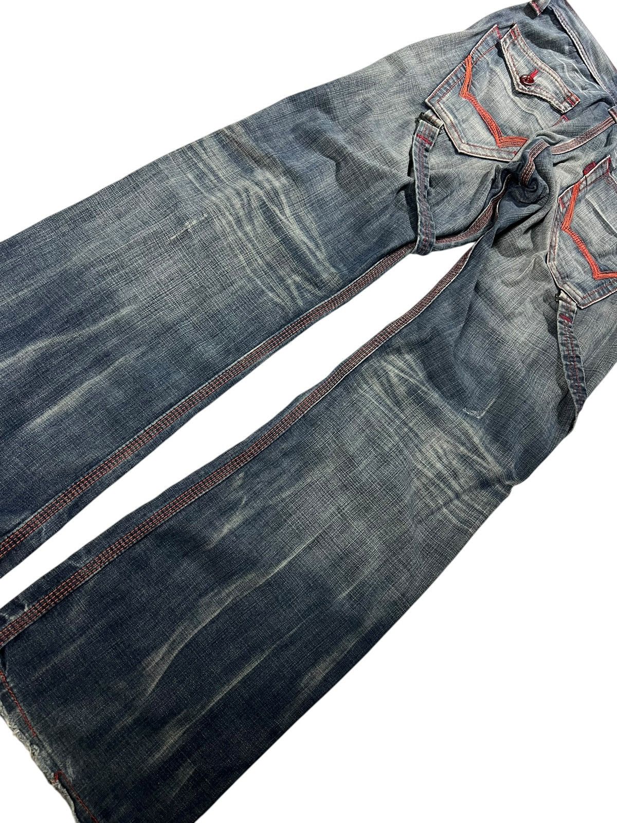 Edwin 💥Flare💥Vintage Edwin 503 Blue Trip Distress Jeans Size US 31 - 10 Thumbnail
