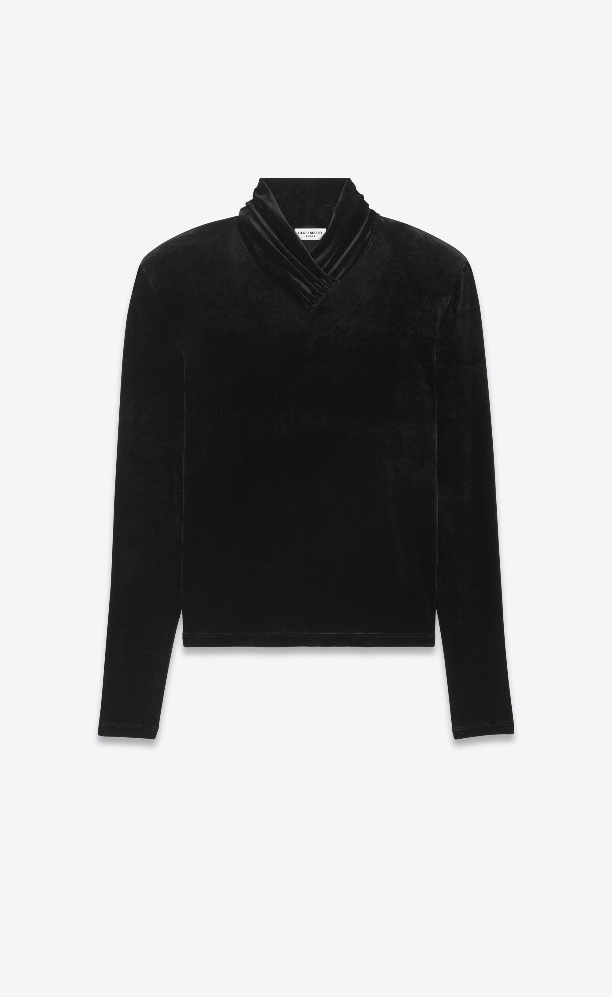 Saint Laurent Paris o1bcso1str1124 Top In Velvet Jersey in Black Size US S / EU 44-46 / 1 - 1 Thumbnail