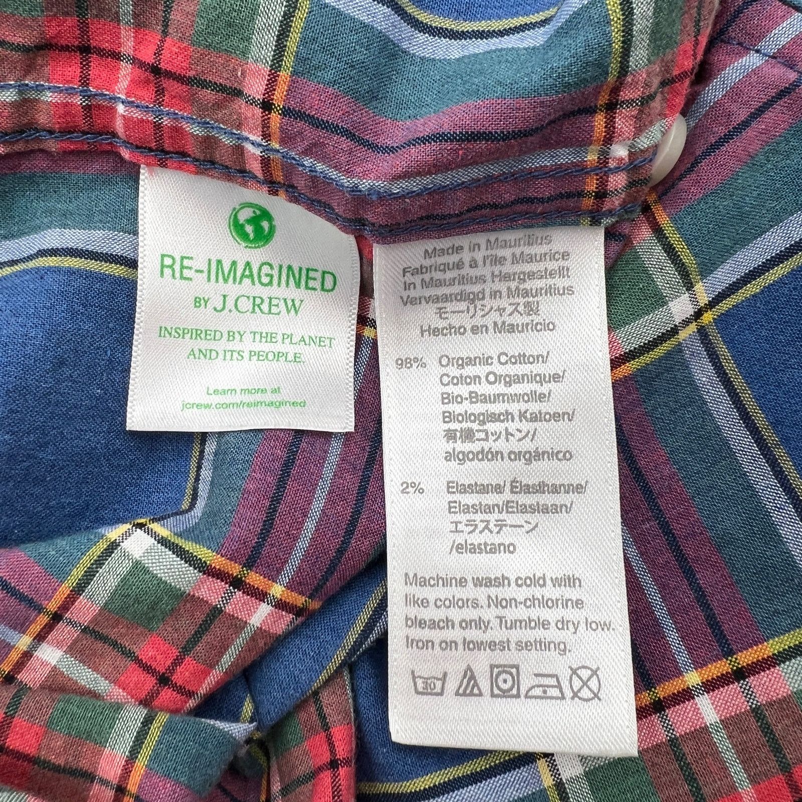 J.Crew J. Crew Stretch Secret Wash Shirt Organic Cotton Plaid Blue Size US M / EU 48-50 / 2 - 6 Thumbnail