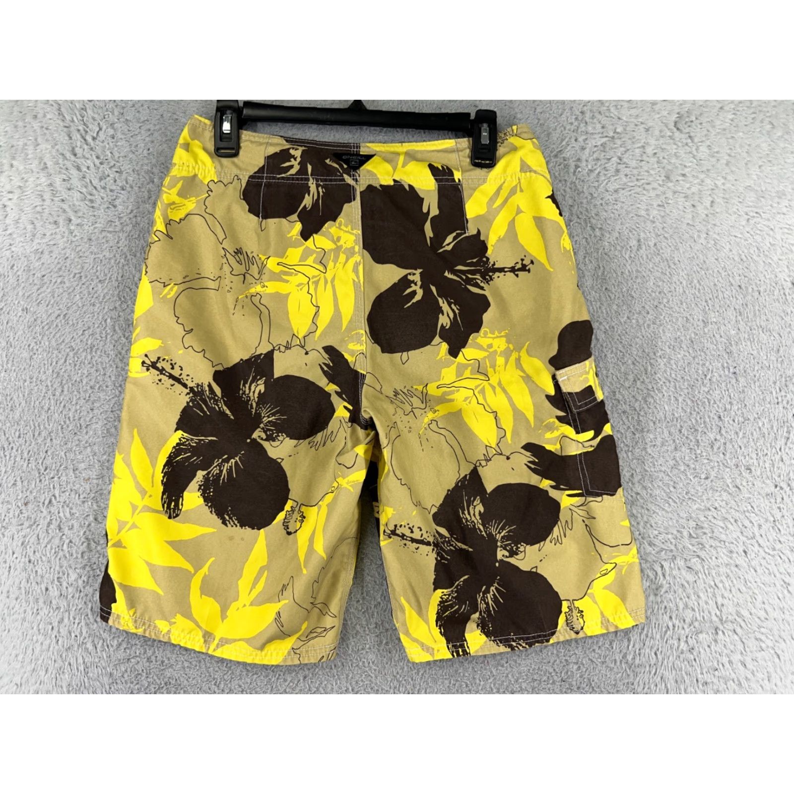 O'Neill O'Neill Men’s Board Shorts 29 Beige Yellow Floral Hibiscus Polyester Swimsuit Beach Surf Aloha Pockets Size US 29 - 2 Thumbnail