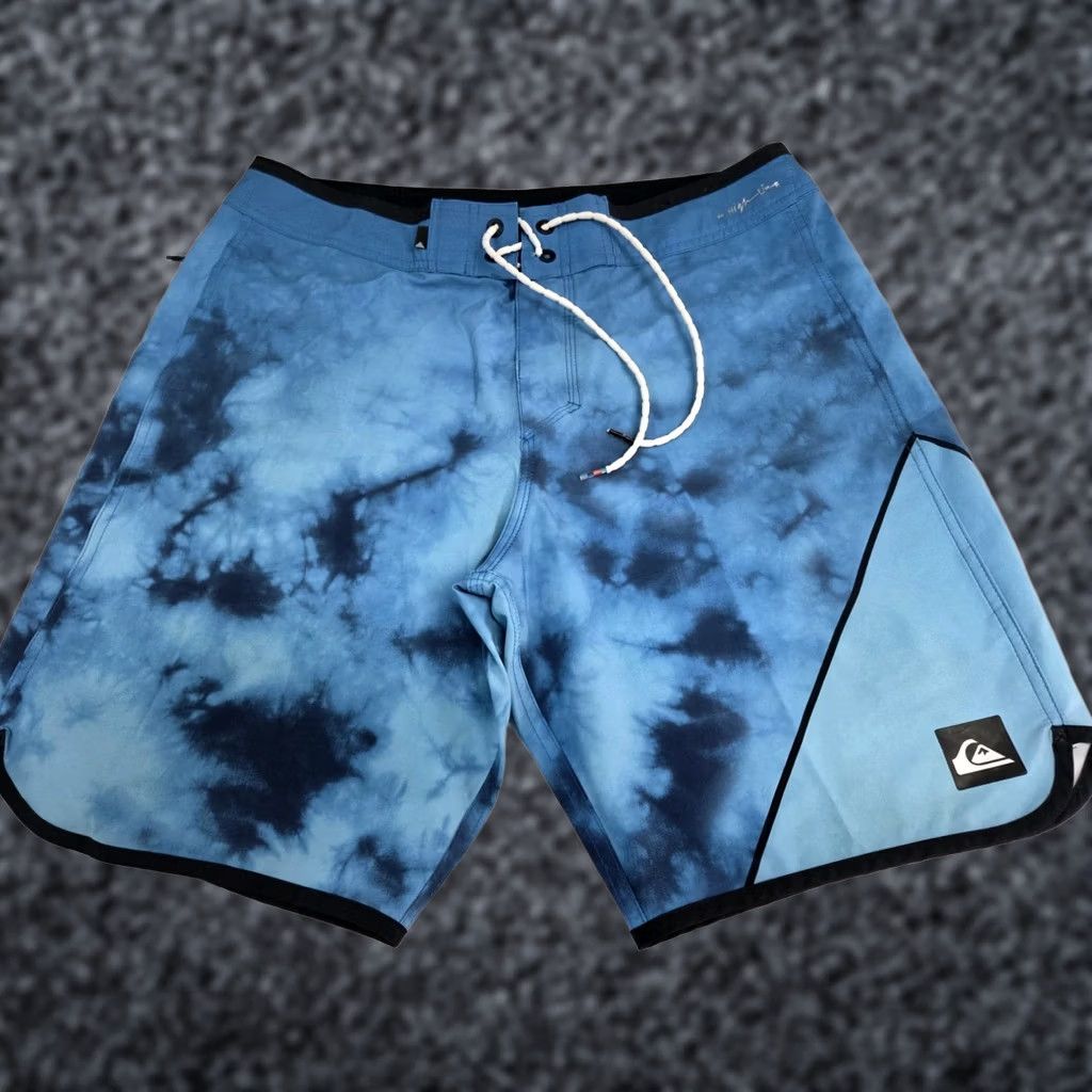 Quiksilver Quiksilver Board Shorts Men Dry Flight Highline Blue Cloudy 33 Water-Repellent Quick Dry Stretch Back Pocket Zip Beach Surfing Mens Size US 33 - 1 Thumbnail