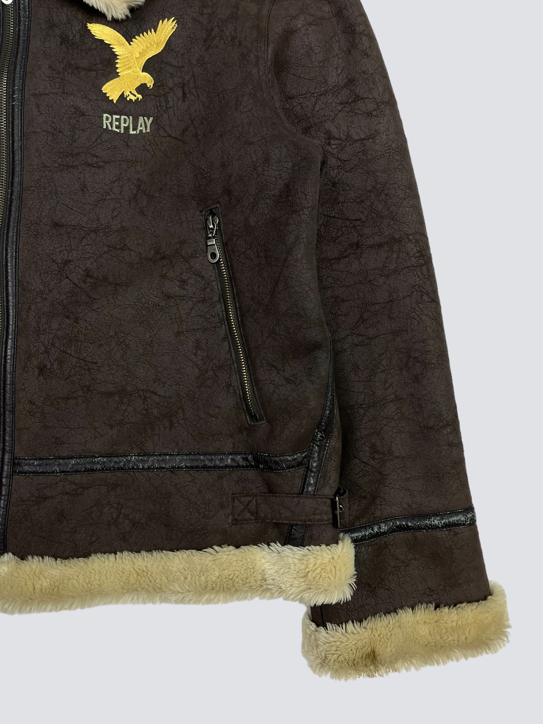 Replay 1980s B3 VELOUR SHERPA FLIGHT AVIATOR COAT JACKET - № 2004 Size US XL / EU 56 / 4 - 6 Thumbnail