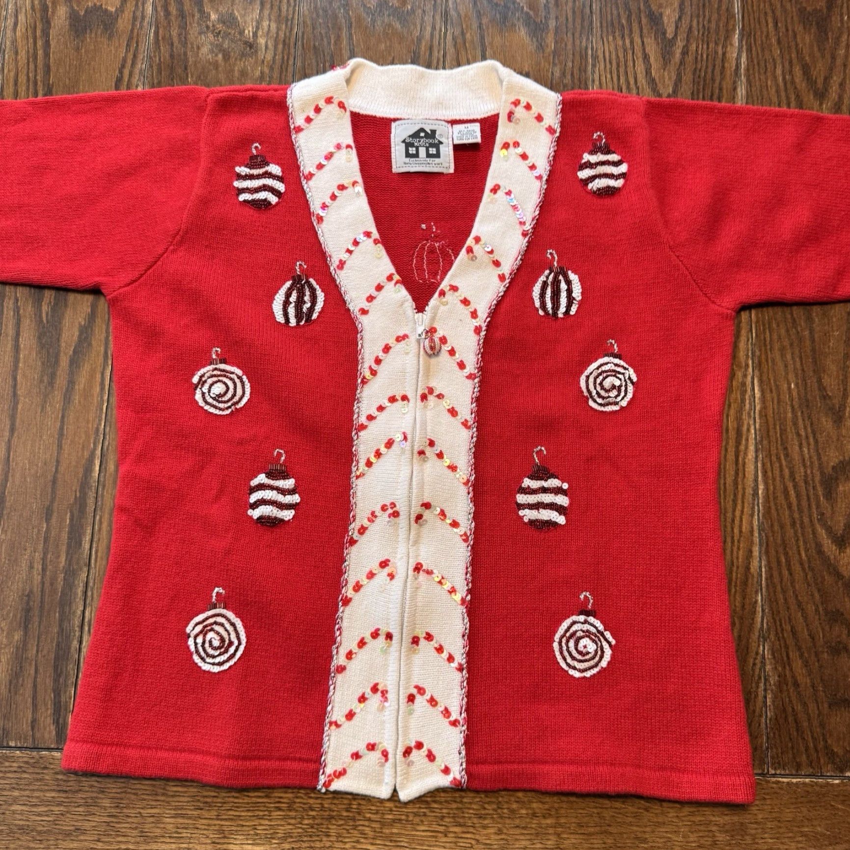 Vintage VINTAGE Storybook Knits Christmas Zip Sweater Women’s Medium Cardigan Knit Size M / US 6-8 / IT 42-44 - 2 Thumbnail