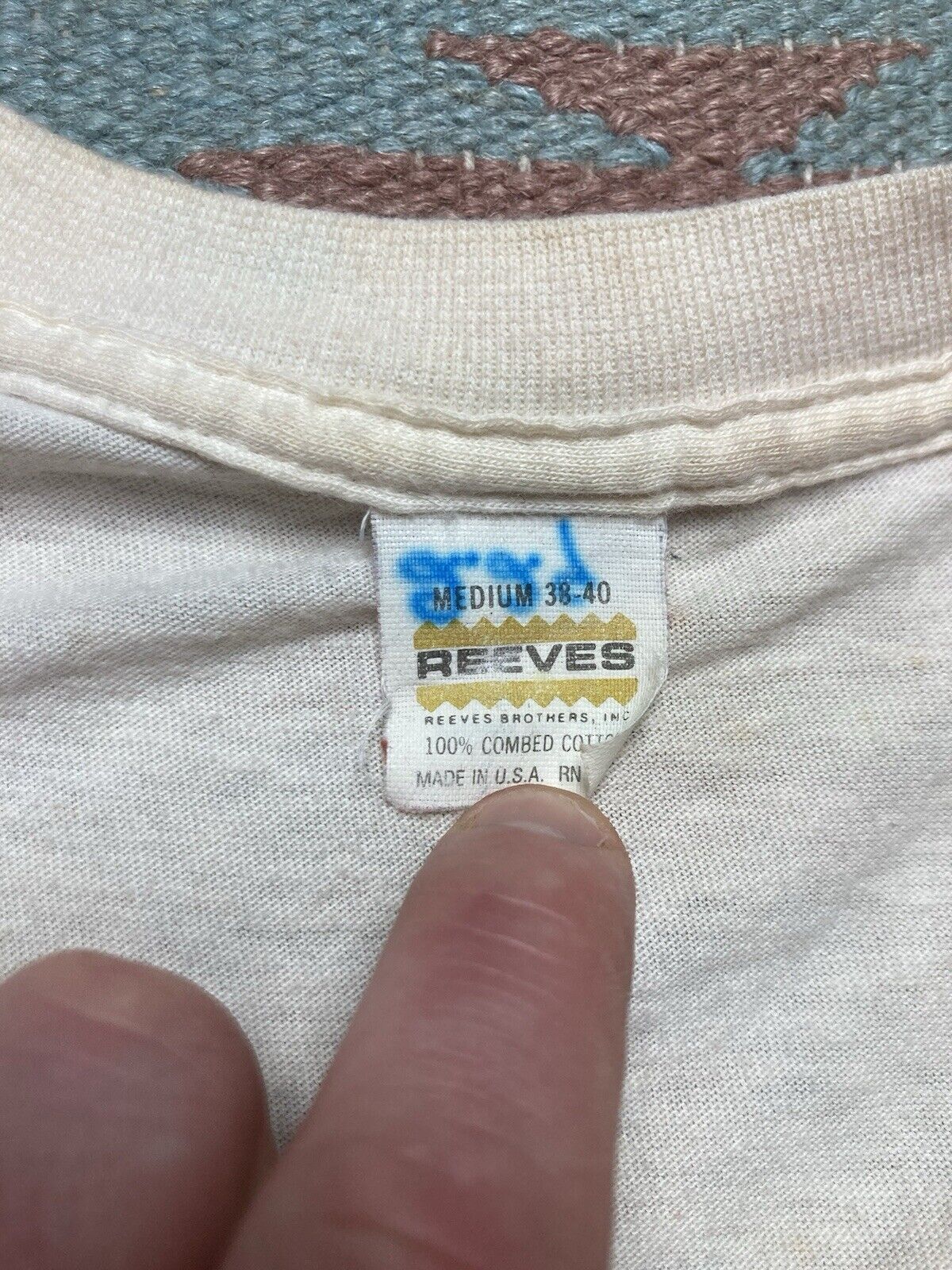 Vintage VTG 60s blank white t shirt v neck soft cotton grunge medium Size US M / EU 48-50 / 2 - 6 Thumbnail