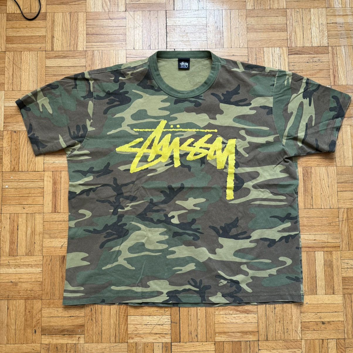 Streetwear × Stussy × Vintage Stussy Stock Logo Tee Shirt Camo 