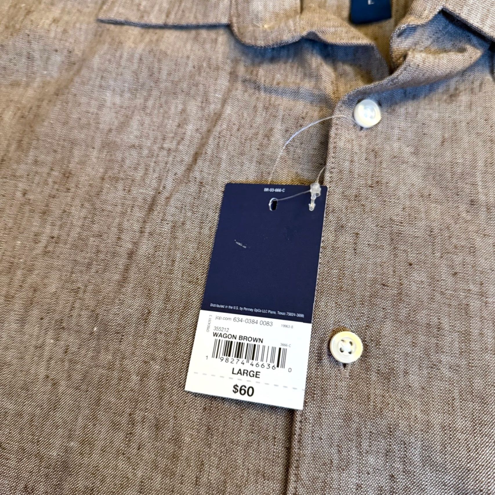 Stafford Stafford Shirt Linen Blend Button-Up Short Sleeve Brown Mens Large NWT Size US L / EU 52-54 / 3 - 4 Thumbnail