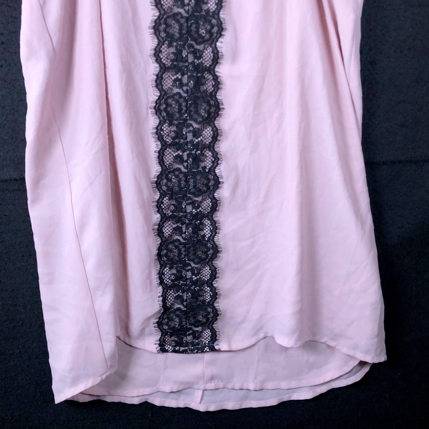 Express Express Womens Blouse Pink Black Lace V Neck Sleeveless Tank Keyhole Back Small Size S / US 4 / IT 40 - 3 Thumbnail