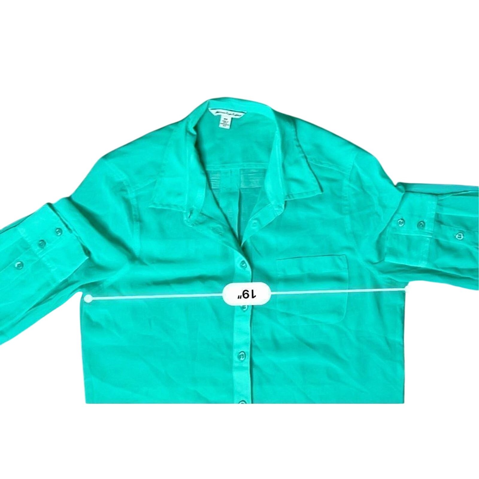 American Eagle Outfitters American Eagle Mint Green Chiffon Button Up Blouse MEDIUM Size M / US 6-8 / IT 42-44 - 6 Thumbnail